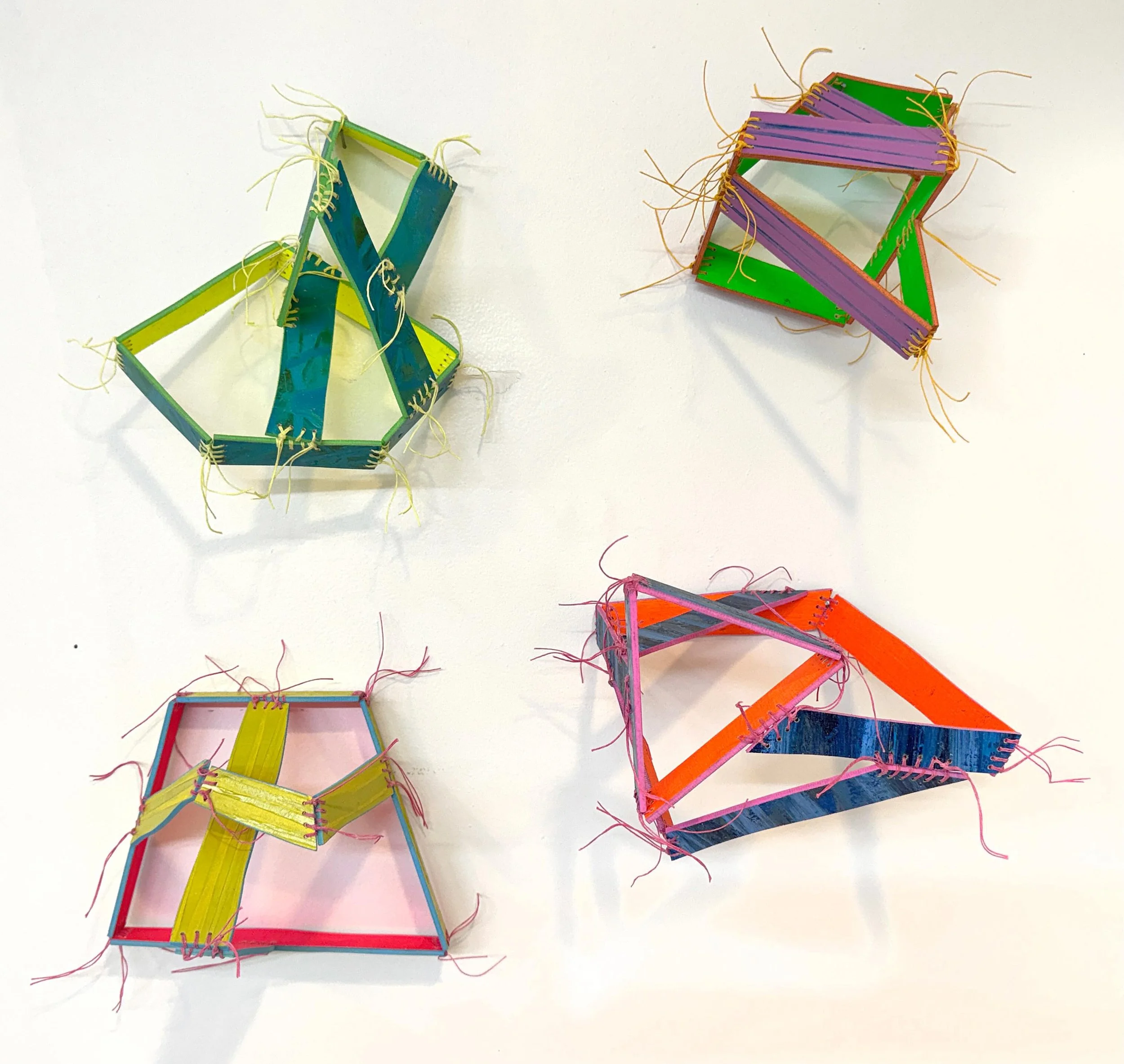 Playing more with dimension and structure. Wood, paint, thread. 

#structure #wallsculpture #color #stitching