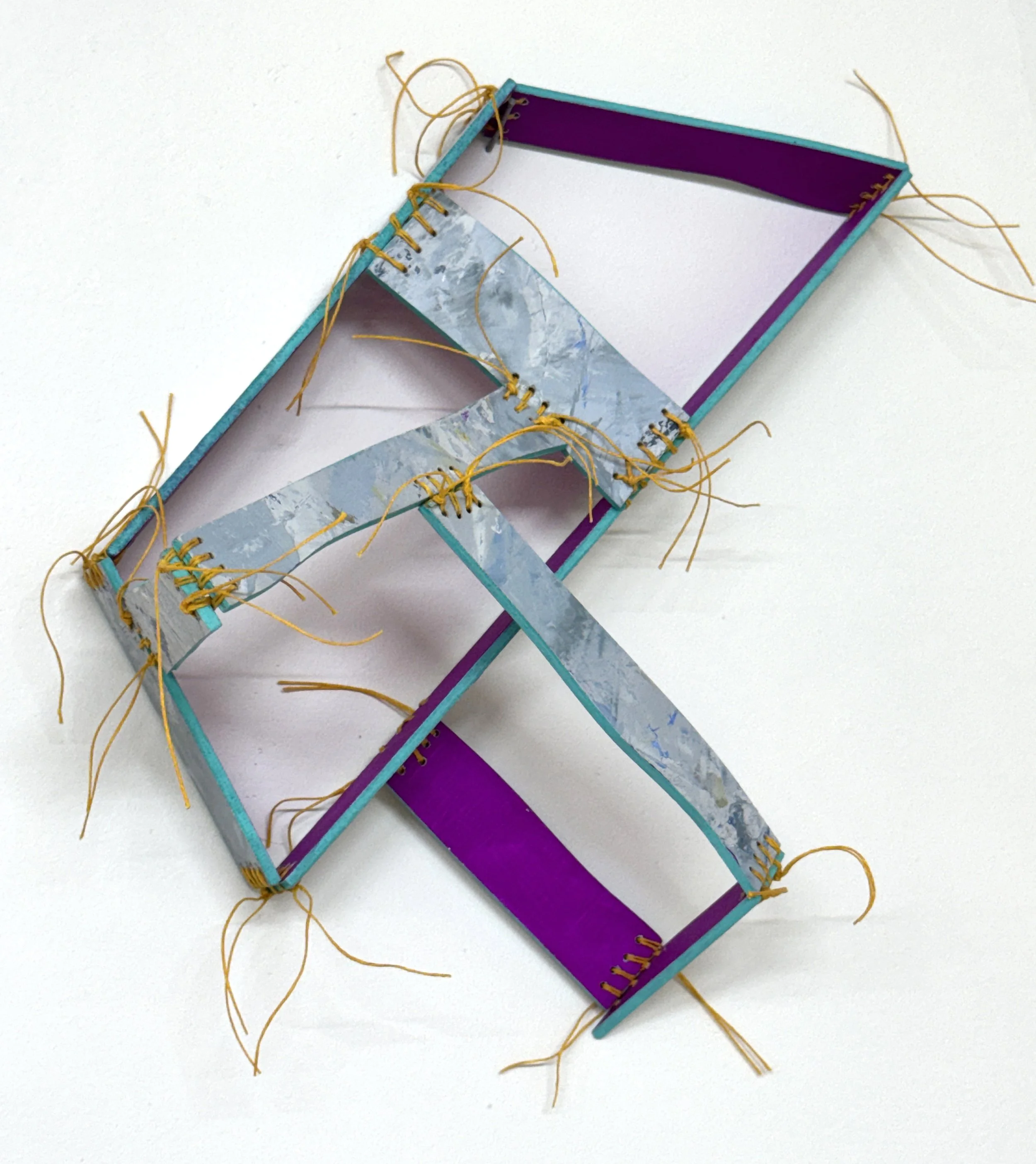 GG#2
12" x 8" x 6"
wood, oil paint, fluorescent paint, waxed linen thread
