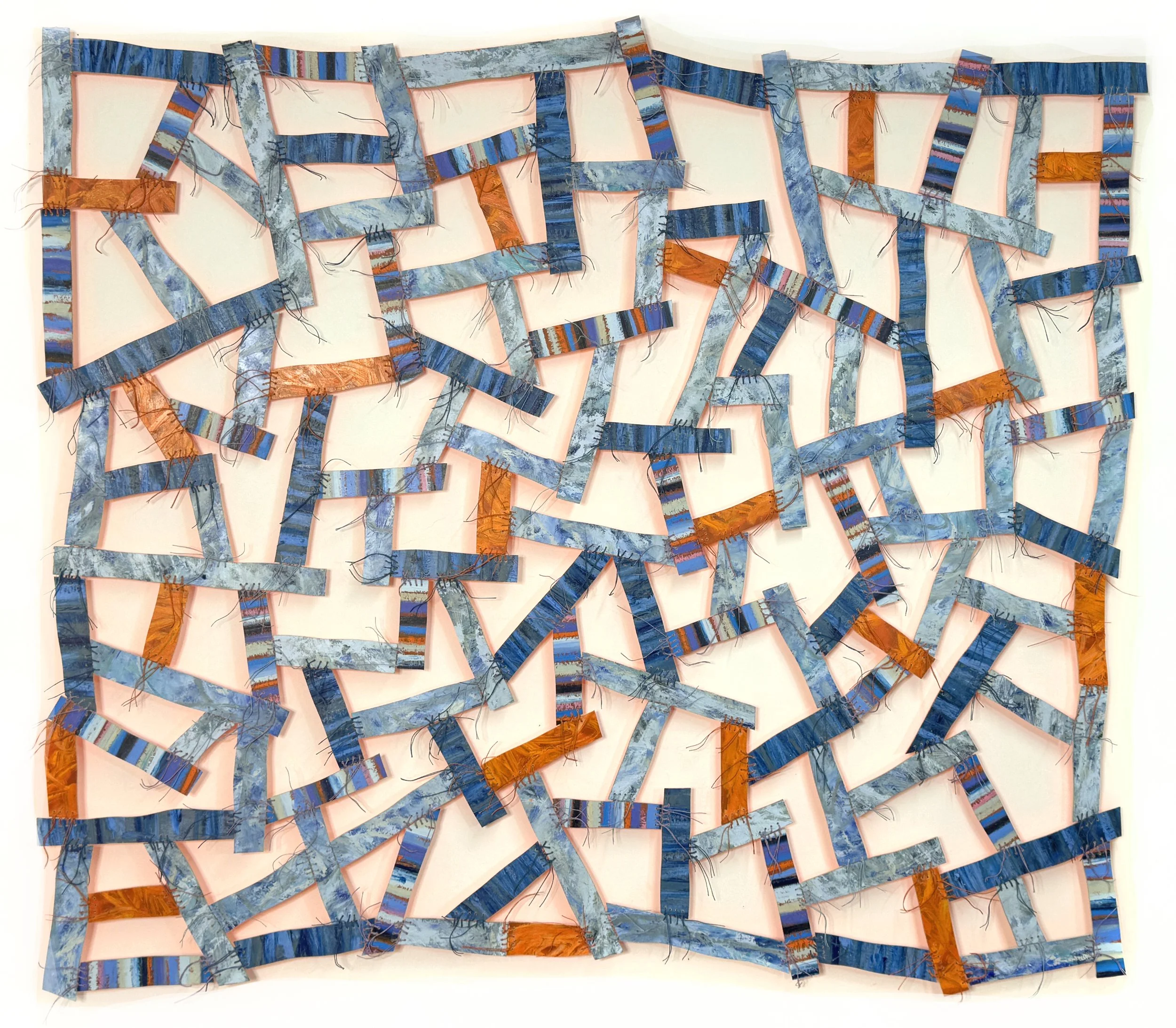 Rick Rack
43" x 50"
wood, oil paint, fluorescent paint, waxed linen thread - Private Collection