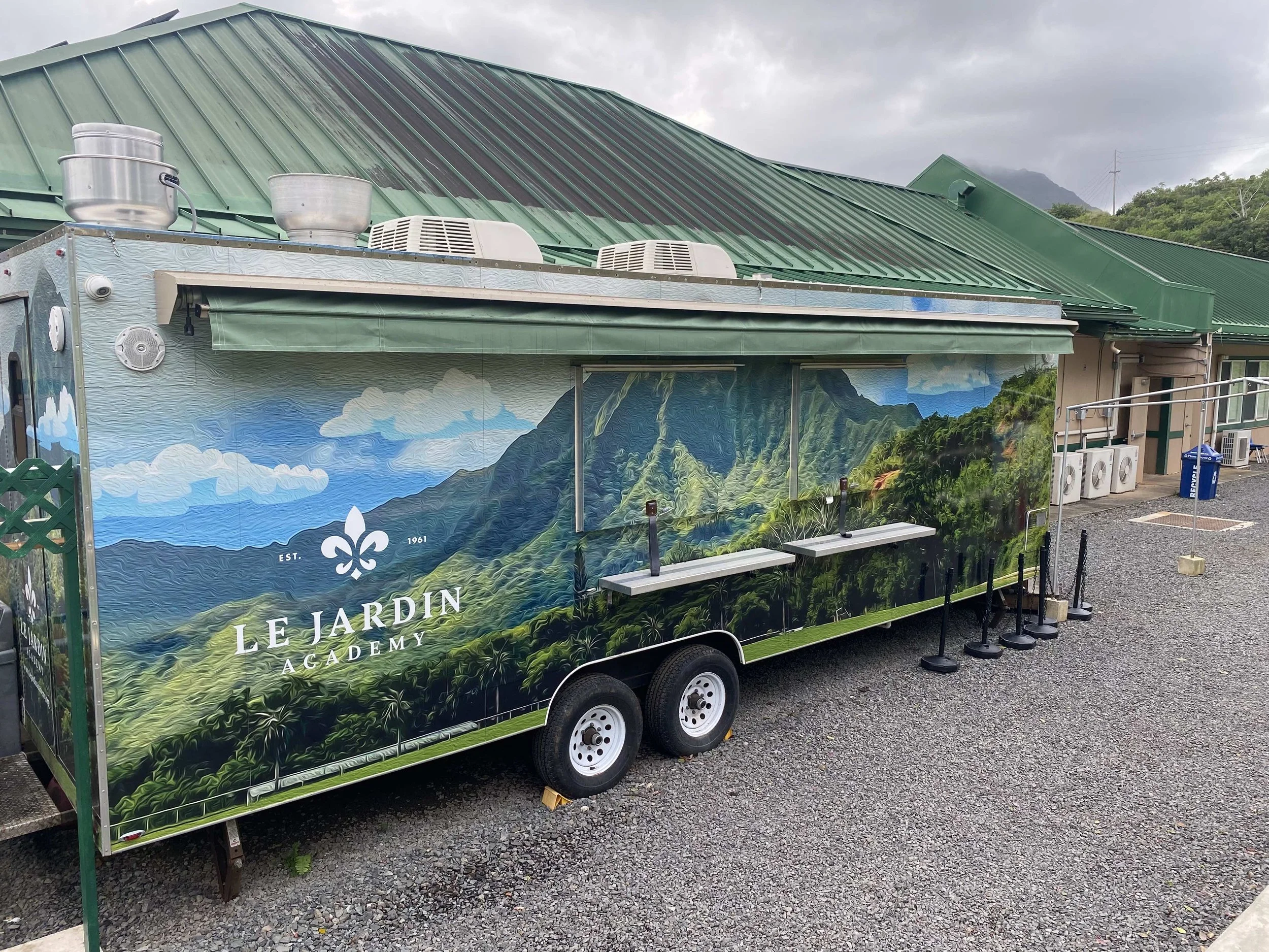 Full view of Le Jardin Academy's food truck showcasing the new exhaust fan installation