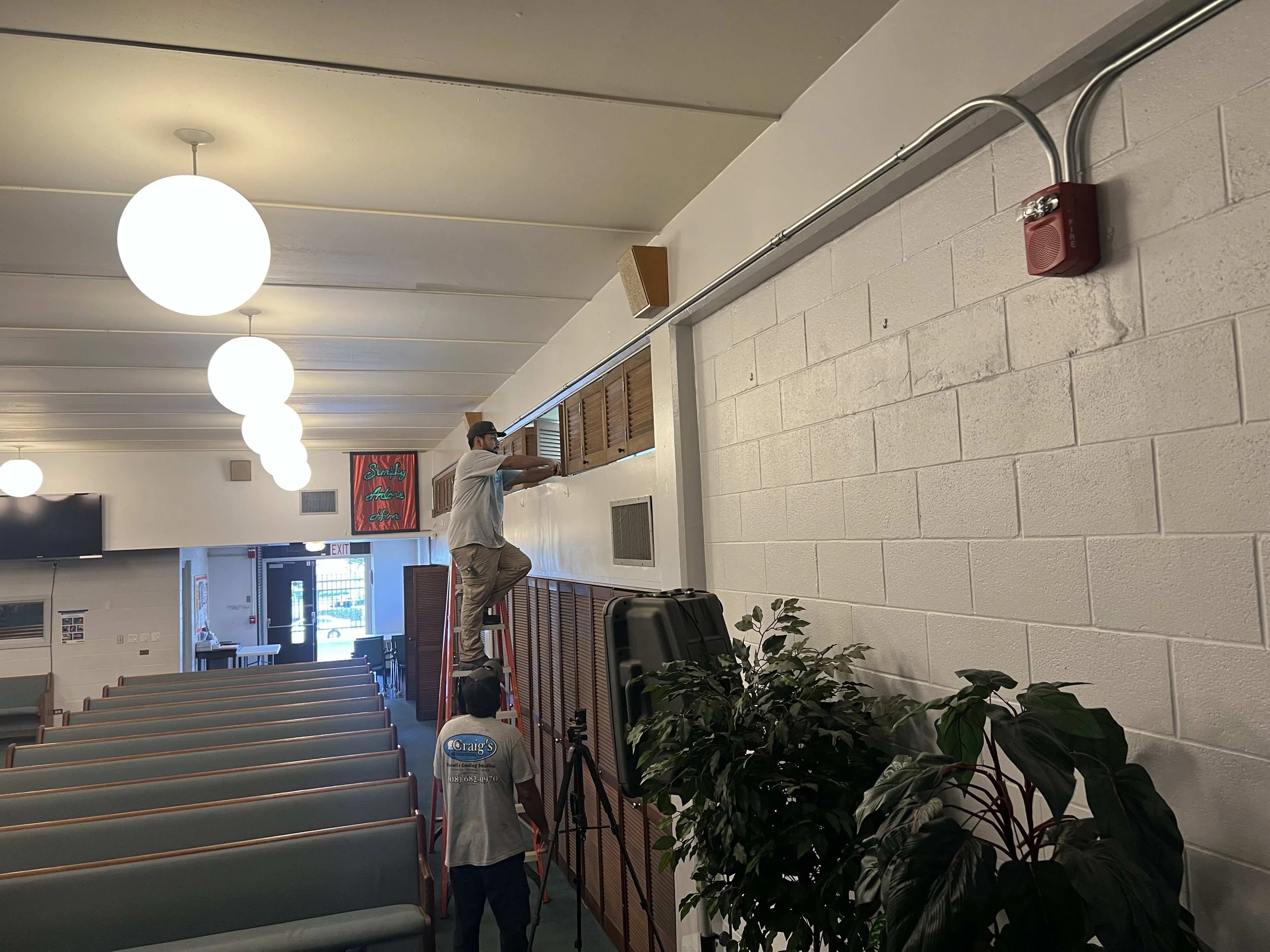 Interior space prepped for new AC installation.