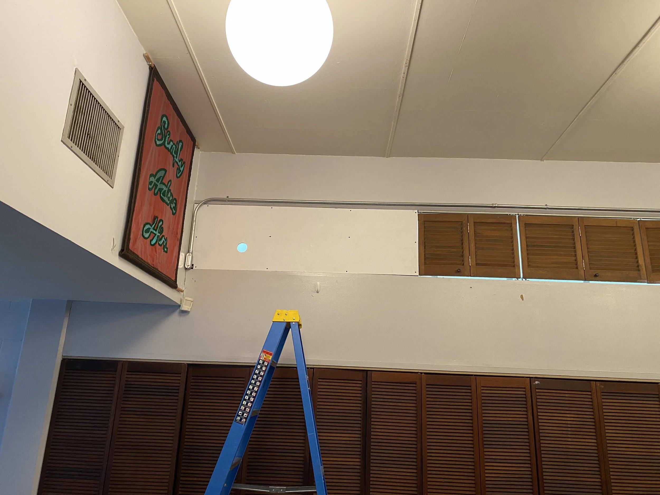 window board within a window frame.