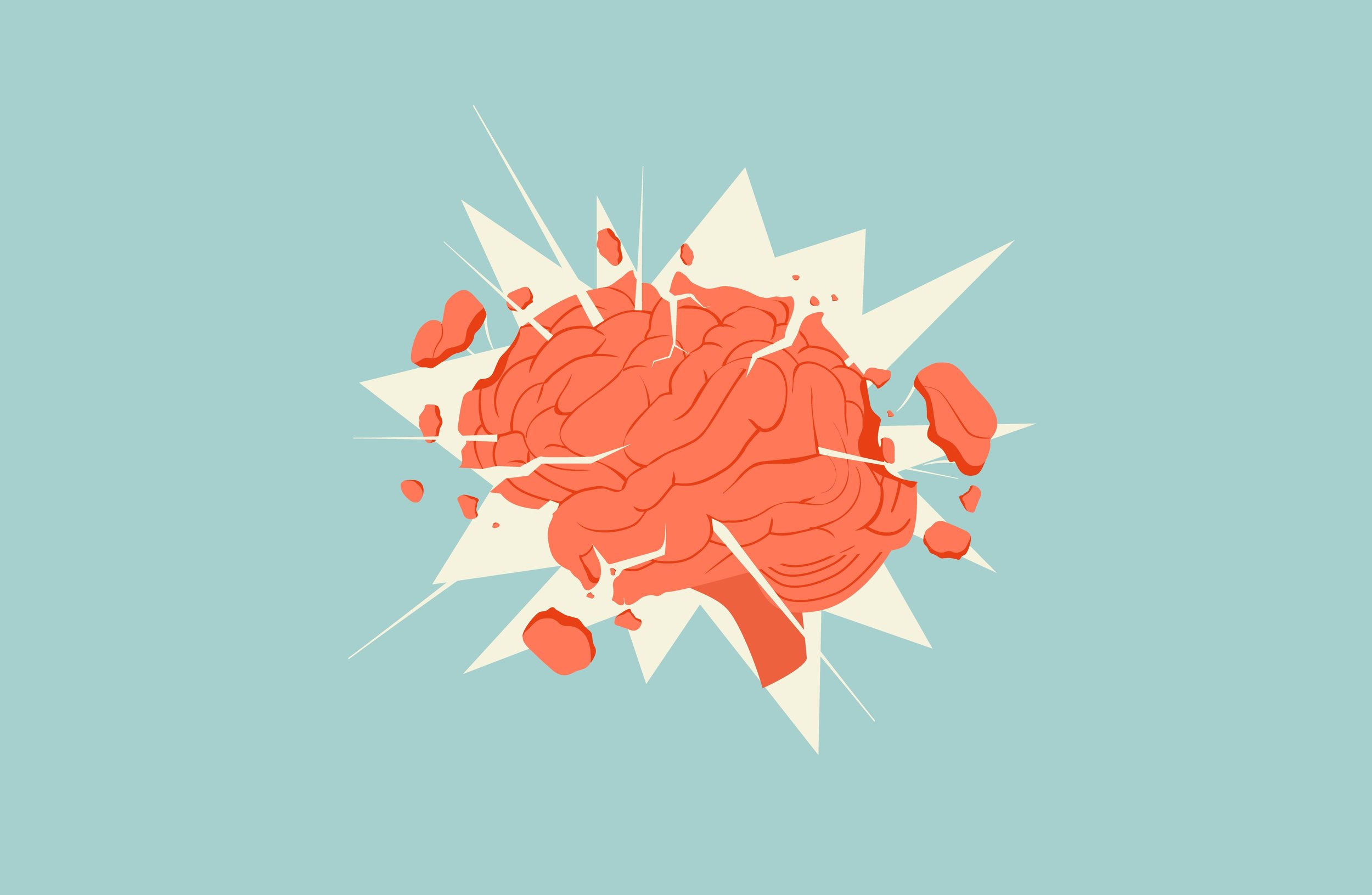 This is an image of a cartoon brain exploding.