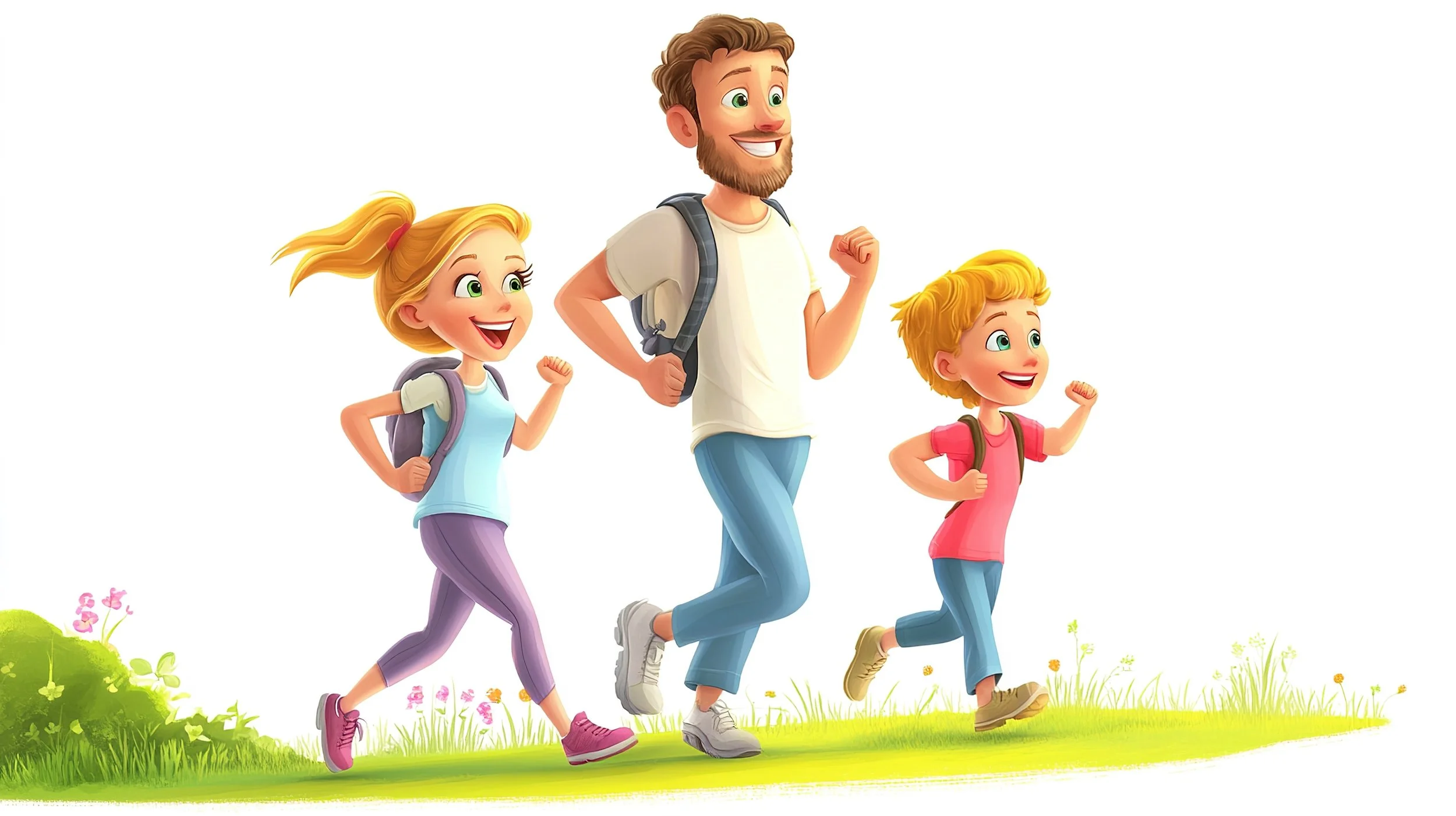 This is an image of a parent exercising with children.