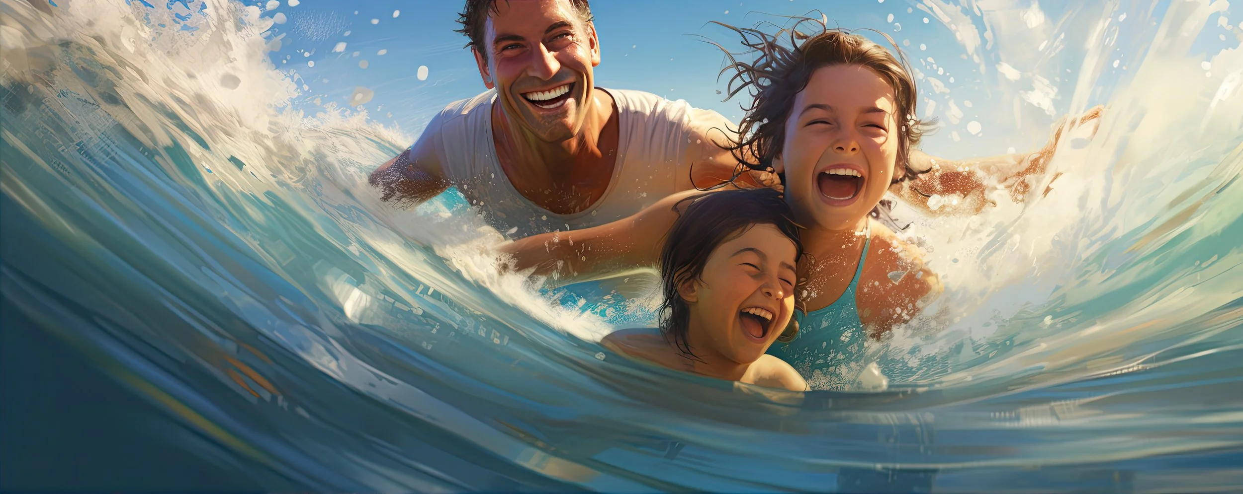 This is an image of a family having fun.