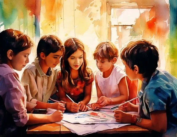 This is an image of kids learning together.