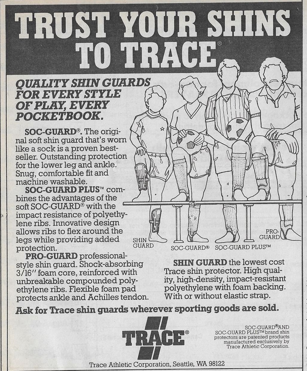 In the beginning there were socks. Then shinguards, and they would slip up and down and all around. And then, in 1985 &ndash; VOILA! &ndash; the near life-changing advent of the TRACE Soc-Guard! And getting stuck-in was never so good. #TBT