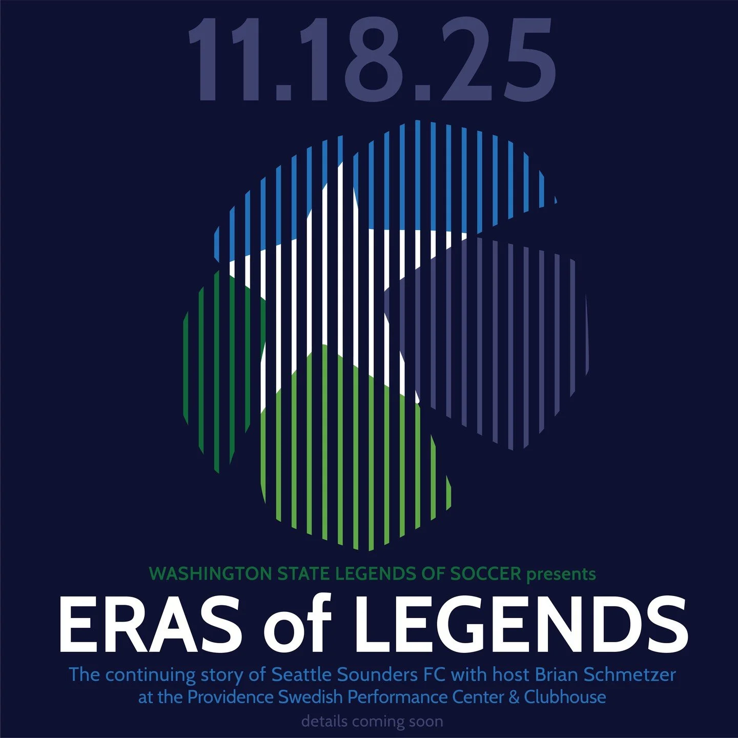 Save the date, folks. Schmetz and featured guests will be talking footy from our five decades of Sounders history. Promises to be a fun, memorable evening, benefitting WA Legends initiatives. More details to come.