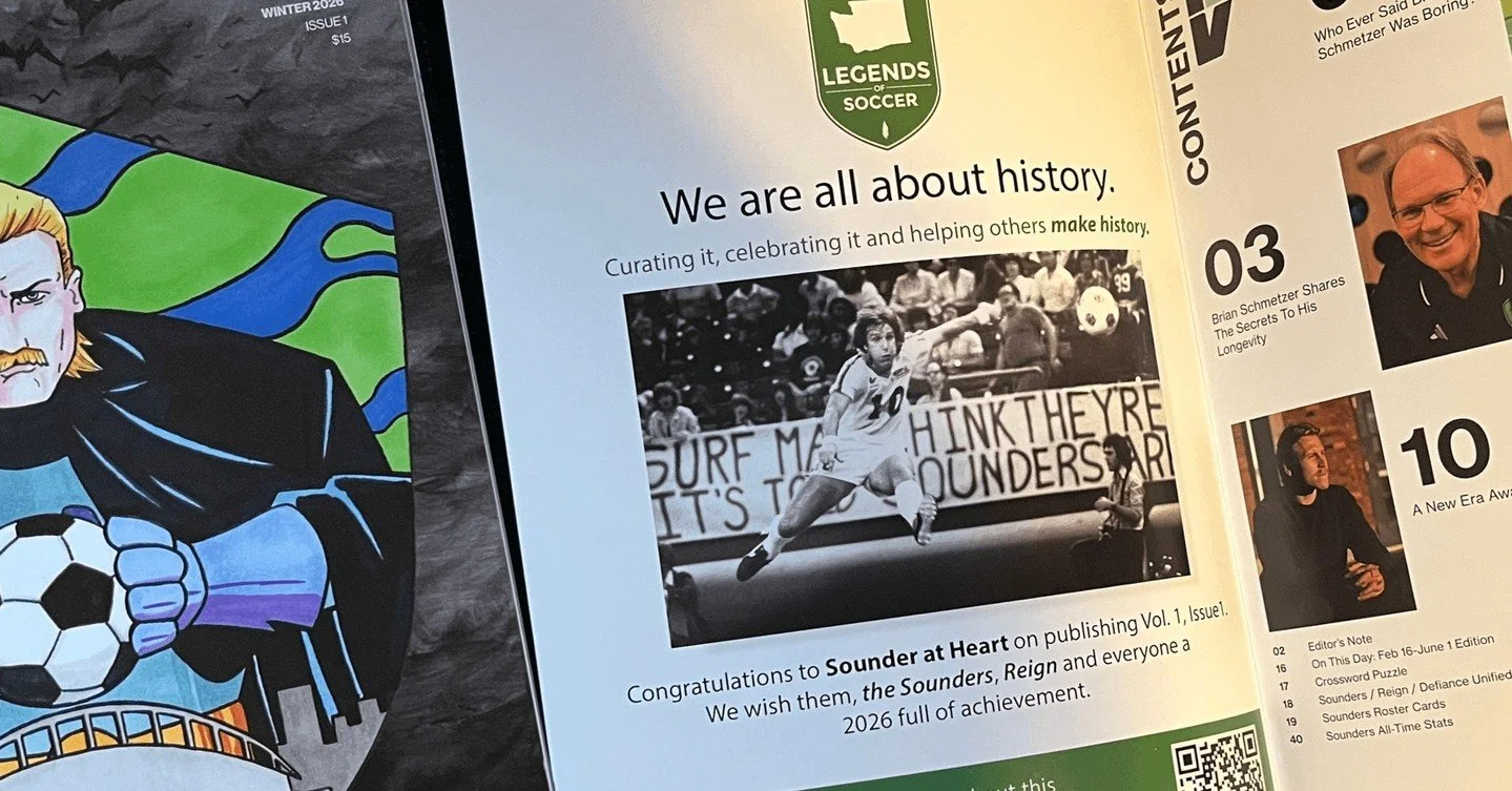 If on this cold, damp evening before Match 1 you're curling up with a good read, we're right under the cover with you. Like the copywriter said, wishing the Sounders, Reign, Sounder at Heart and all of you a 2026 full of achievement.