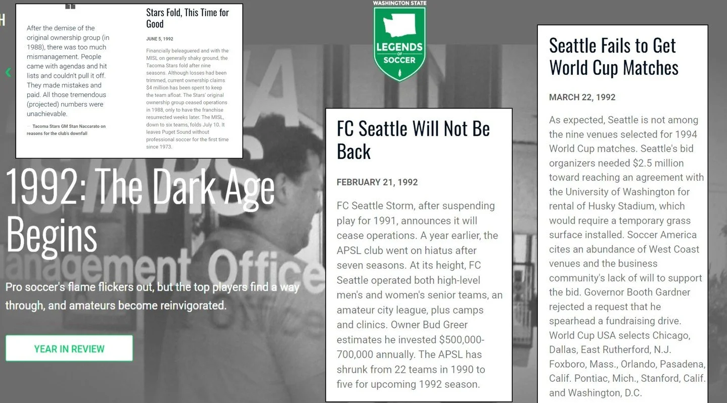 In the early Nineties, with pro clubs failing, local soccer was struggling as the bid deadline neared for hosting World Cup games in Seattle. On Wednesday night (6-7:30) in Redmond, we revisit our history and how the tide would turn, bringing the 202