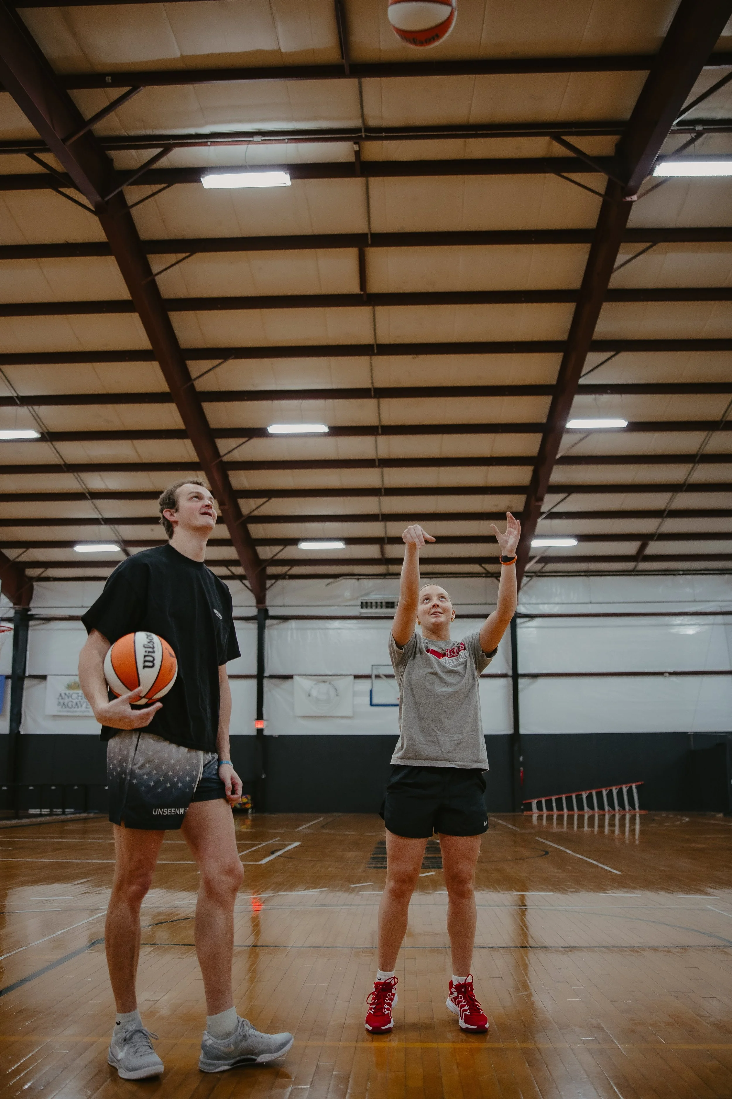 Athlete practicing her shooting form