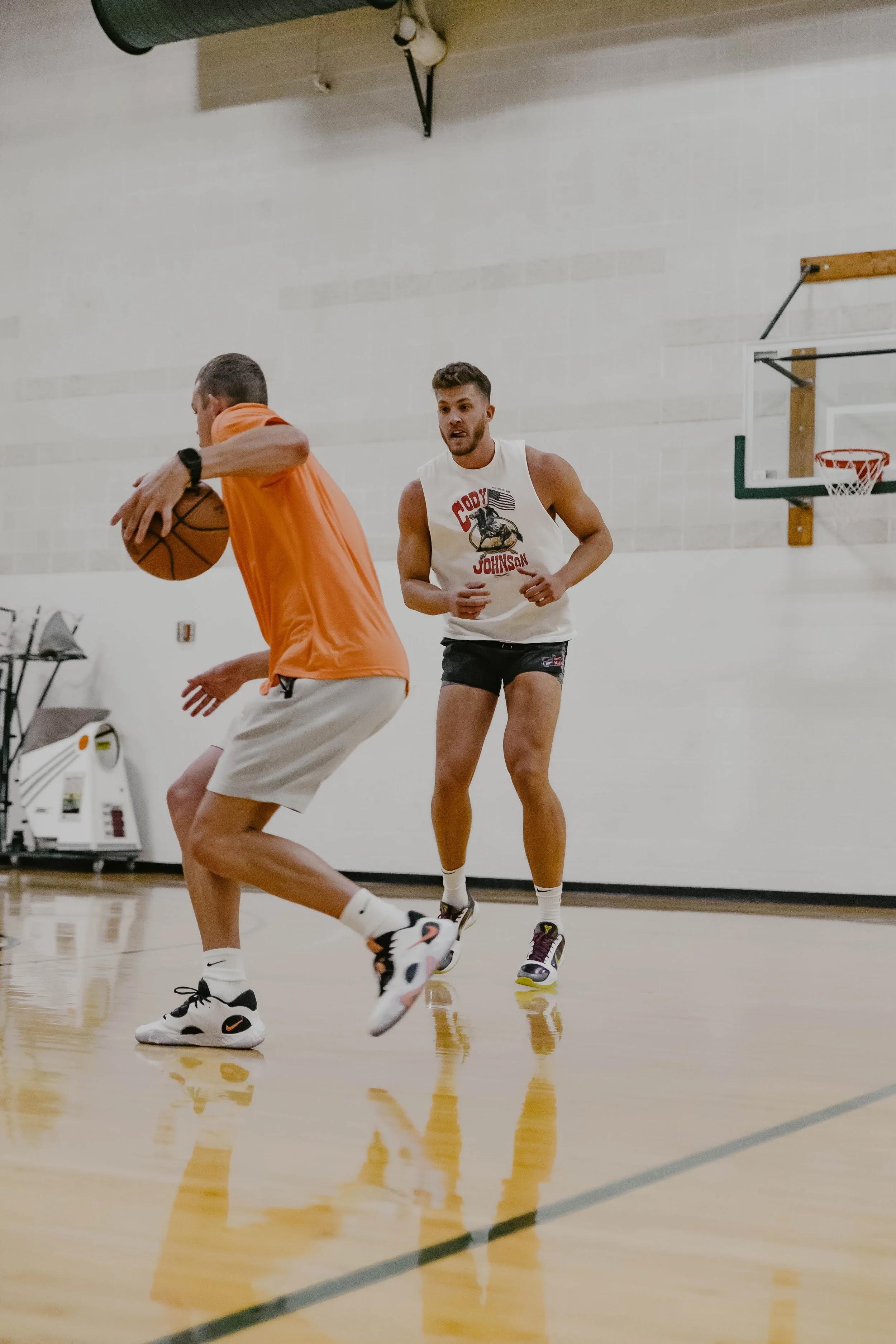 Basketball skill work against a defender