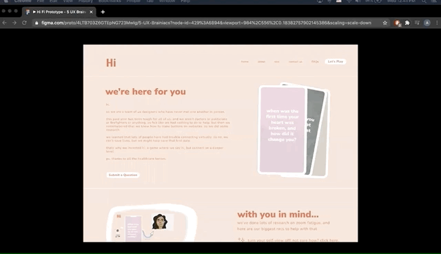 Gif showing user testing of the interactive, high-fidelity mockup