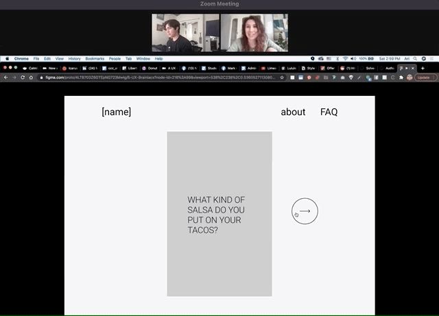 Gif showing researcher live with a participant to test the low-fidelity mockup