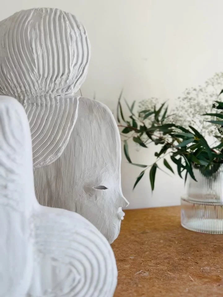 These faces began as quiet sketches. Lately, I&rsquo;ve been bringing them into form with plaster - exploring how texture, weight and proportion can hold emotion. Giving shape to what once lived on paper is magik - into physical objects you can hold,