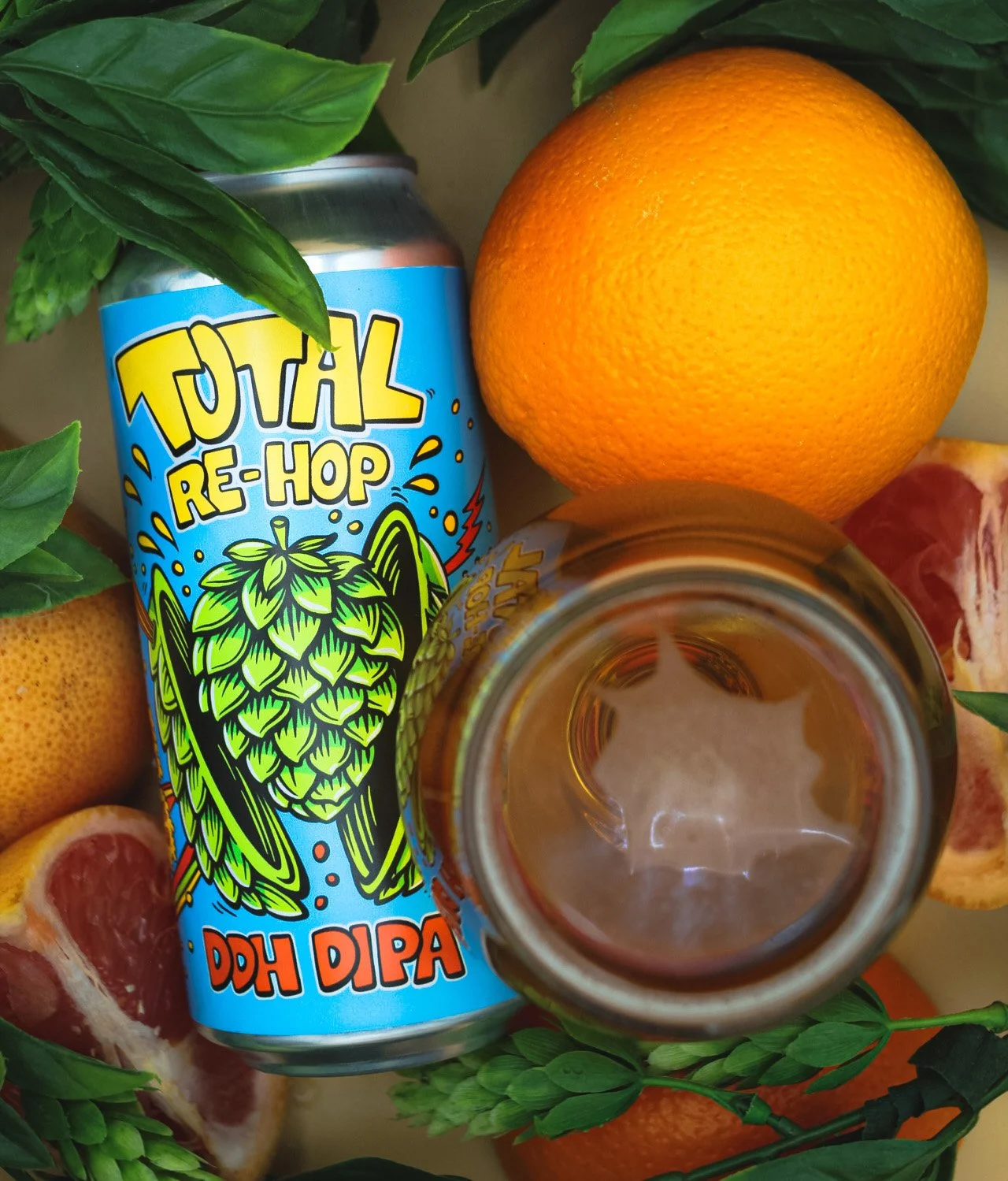 beer can illustration picturing a beer hop coming out from another beer hop split in half in amatrioska style