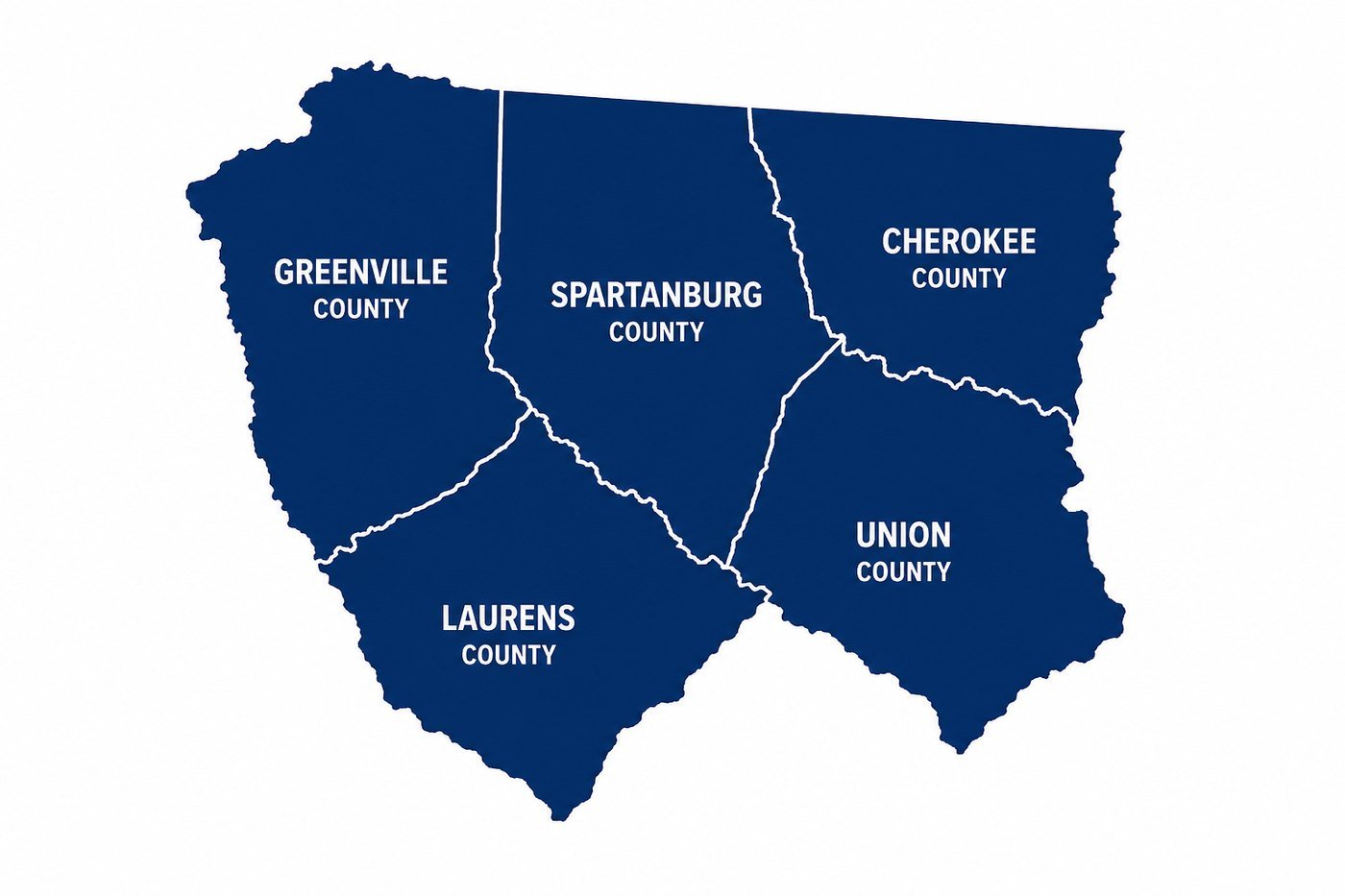 Map of the 5 counties Palmetto Sand and Gravel serve