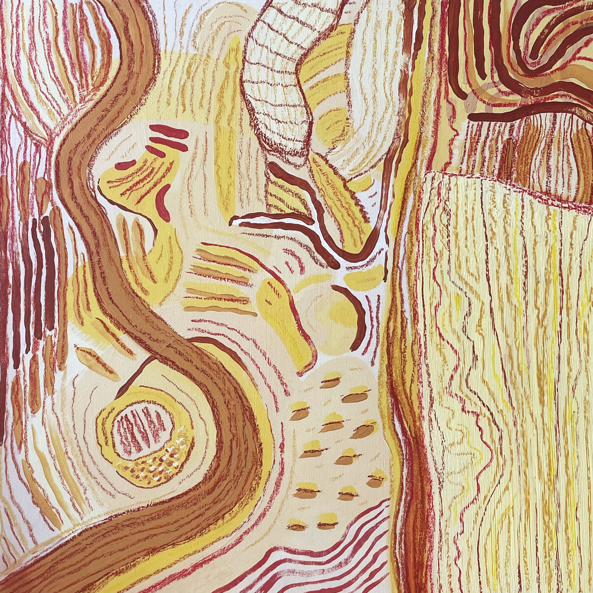 Acrylic paint and oil pastels on 12”×12” wood panel.

For personal use only. Not available for commercial or gallery use without artist consent.

Price available on request.