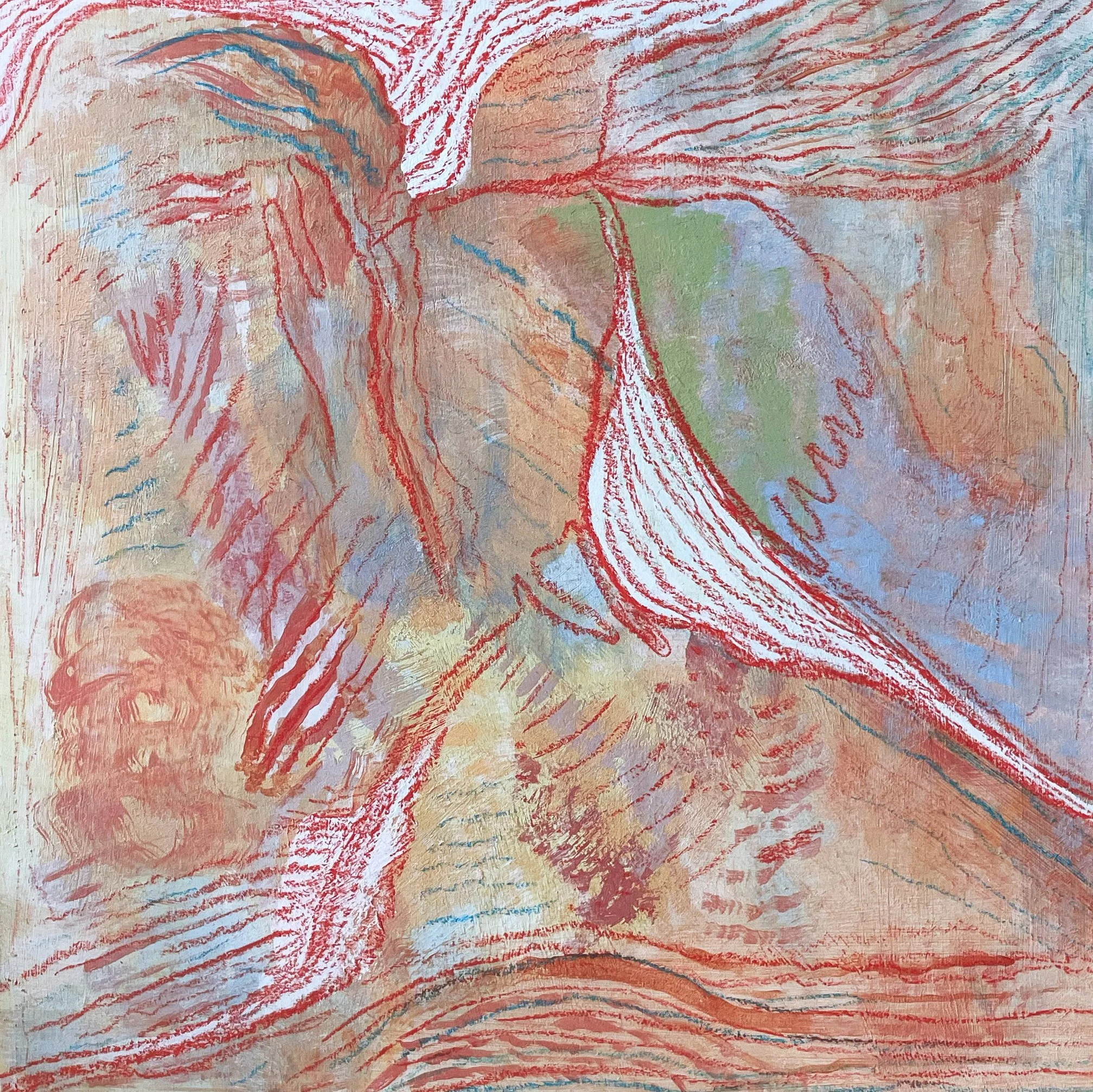 Acrylic paint and oil pastels on 12”×12” wood panel.

For personal use only. Not available for commercial or gallery use without artist consent.

Price available on request.