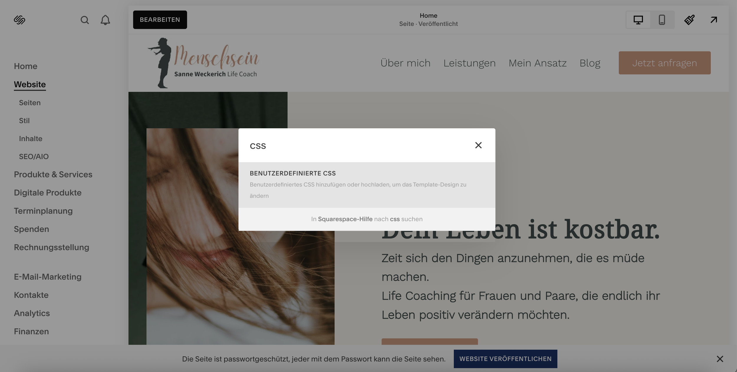 In Squarespace CSS finden