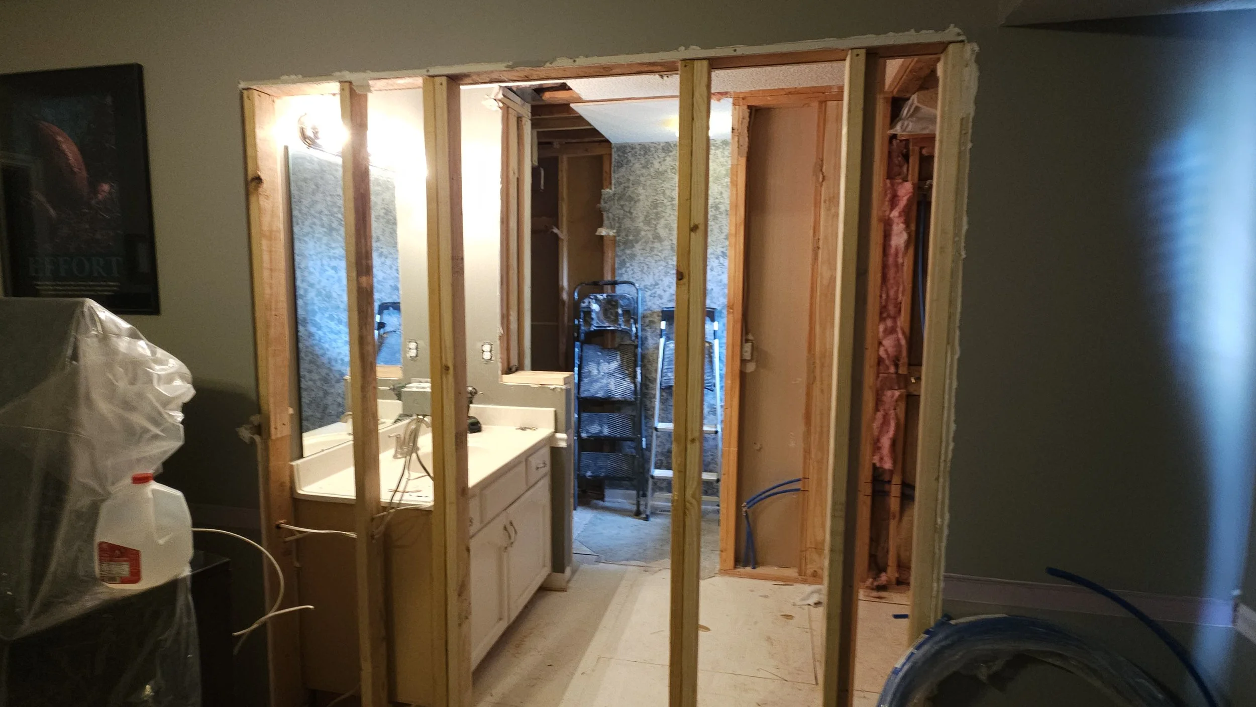 Adding wall to master bathroom