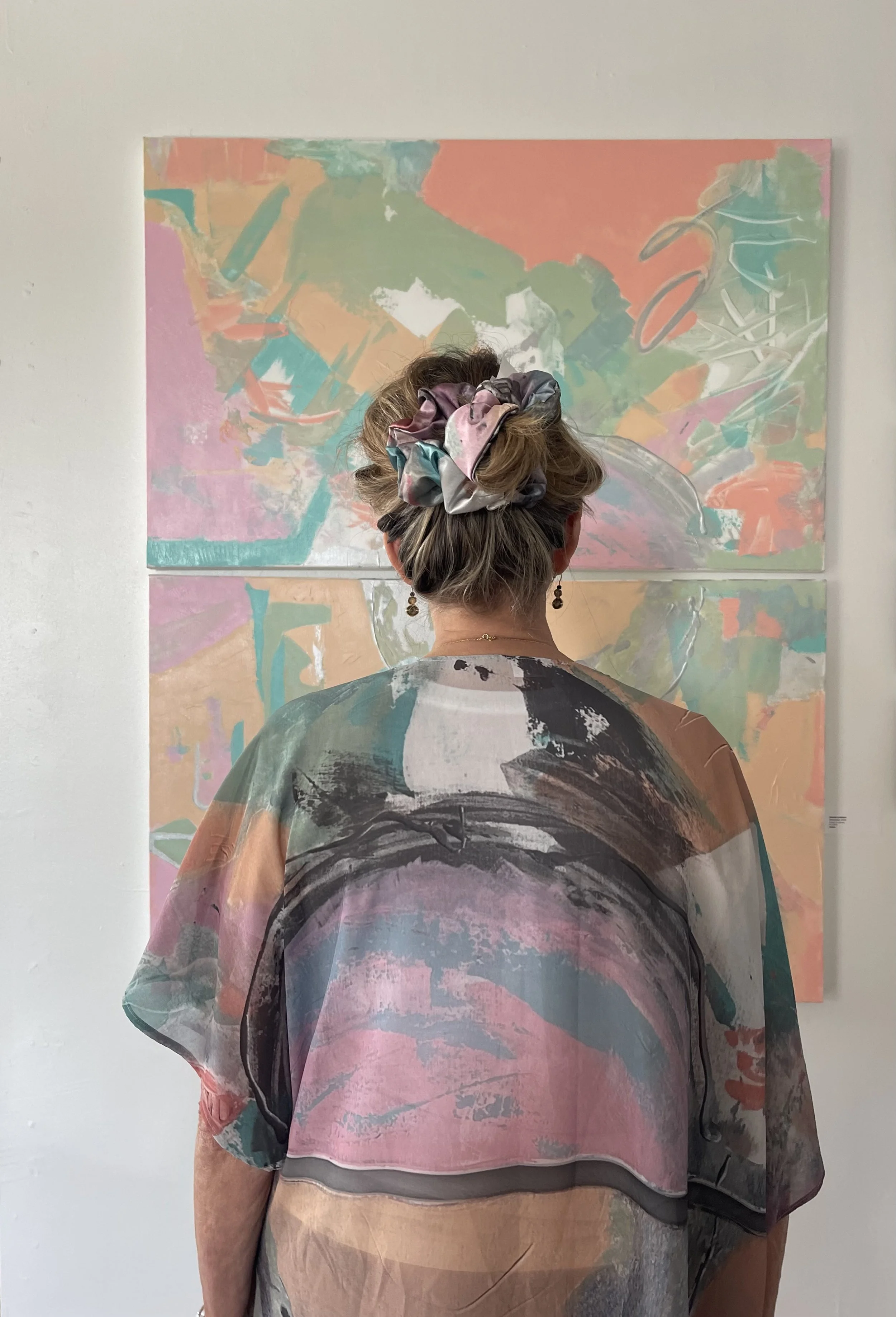 Kimono and scrunchie after diptych painting "SENSORIALE"