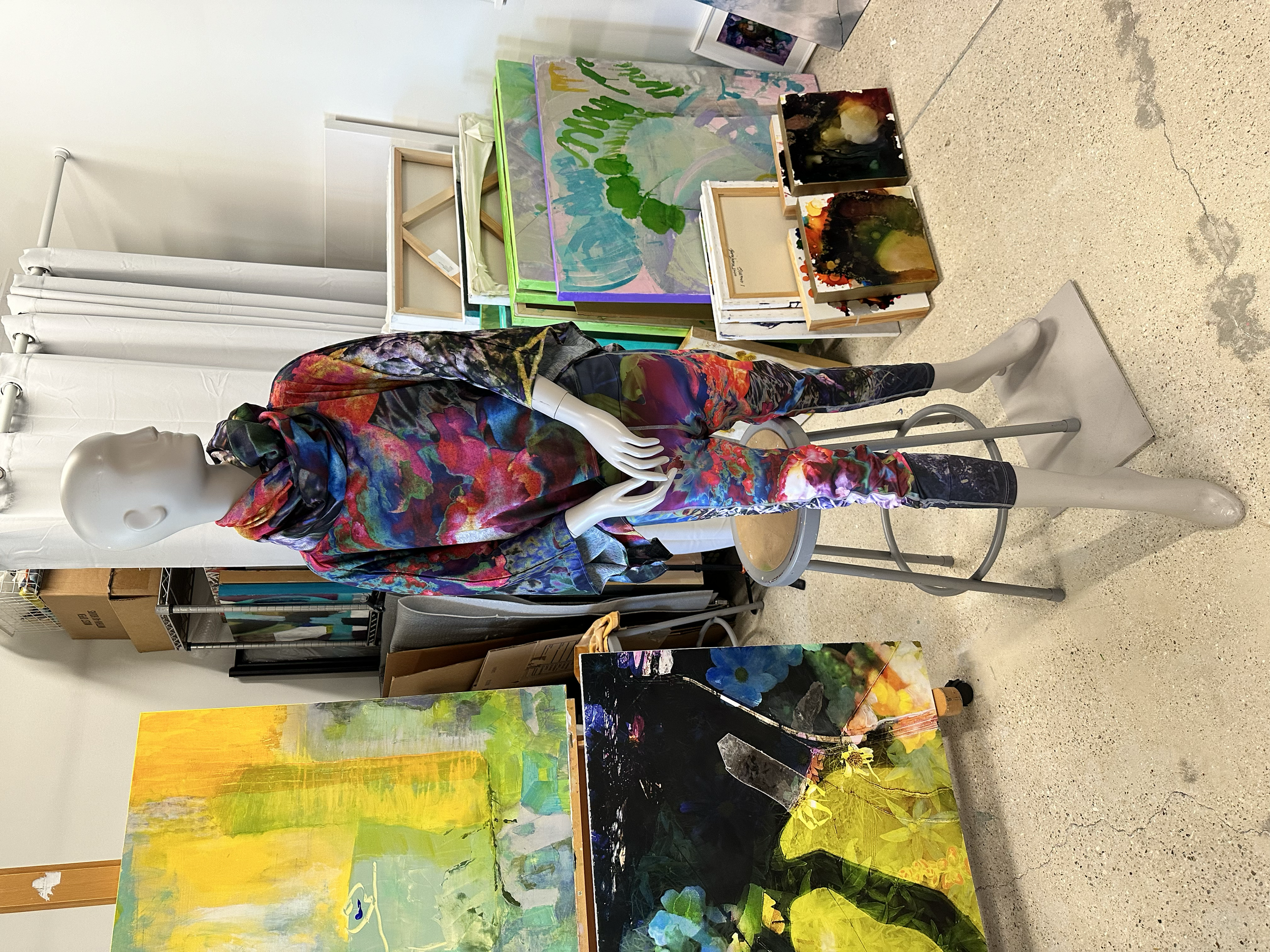 HALLUCINATIONS in infinity scarf, scrunchie, leggings and poncho