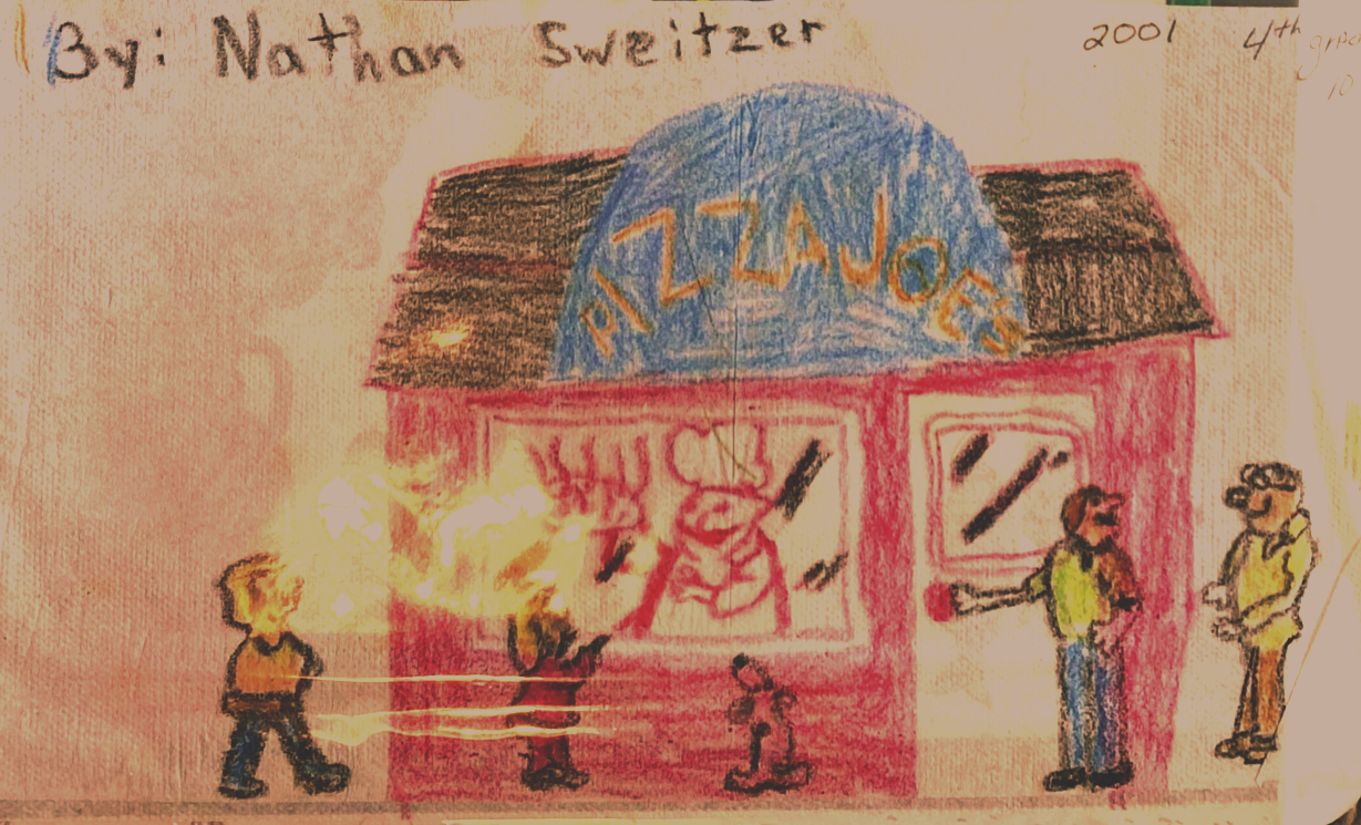 Pizza Joes. Crayon on Napkin. 2001