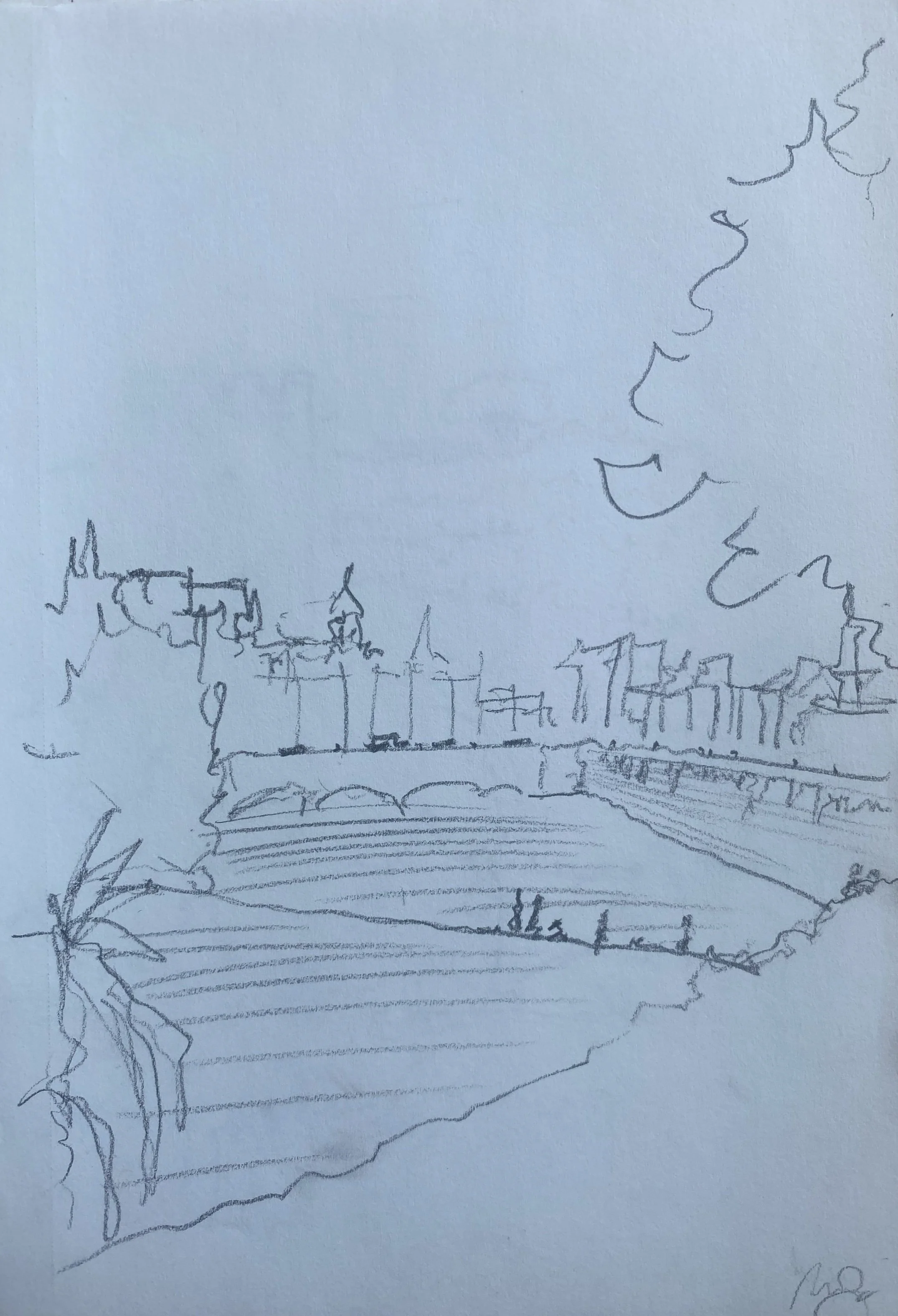 Pencil on Paper. View from Habana 500, Firenze, Italy. June 19, 2025