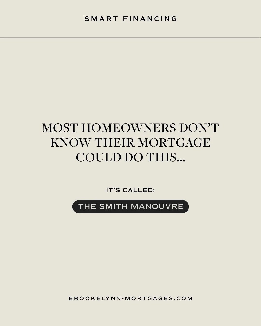 SMITH MANOEUVRE: EXPLAINED 👇 

Make your mortgage interest tax deductible in 2026 using this strategy! 

t&rsquo;s important to work in collaboration with your financial advisor, accountant and mortgage expert to ensure accounts are all set up prope