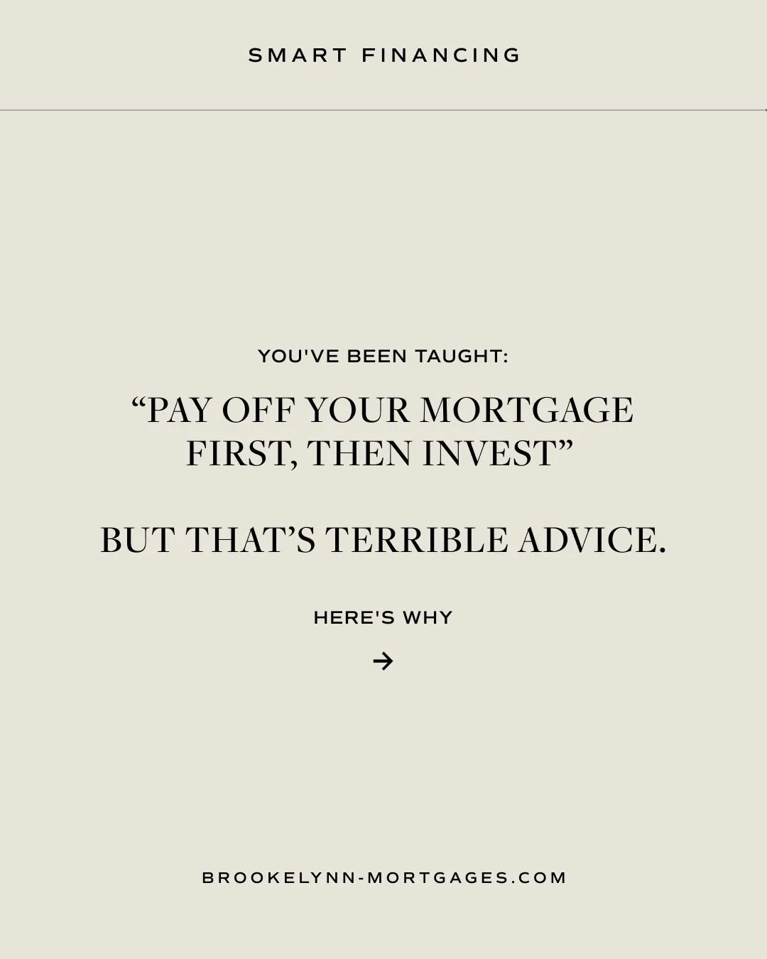Don&rsquo;t choose between your mortgage and your future 🙌 

With the right advice and structure, you can invest in your future and pay off your mortgage, all within the same monthly payment : 

Your mortgage payment ✨ 

The Smith Manouevre can help