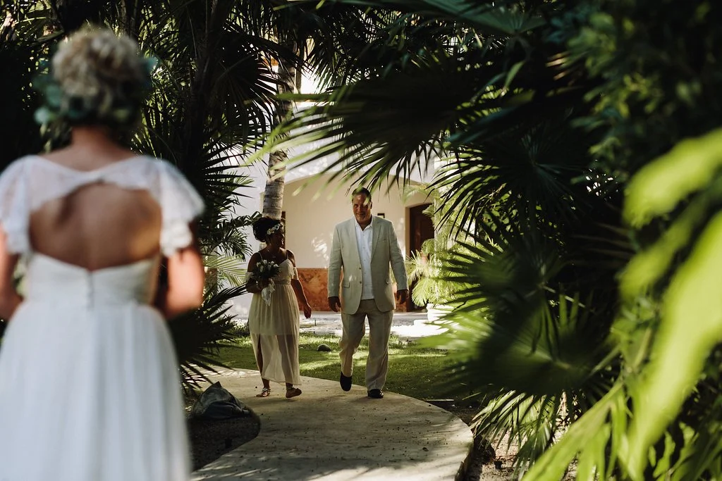 Bride and father, Secrets Maroma, Riviera Maya, Mexico, Destination Wedding