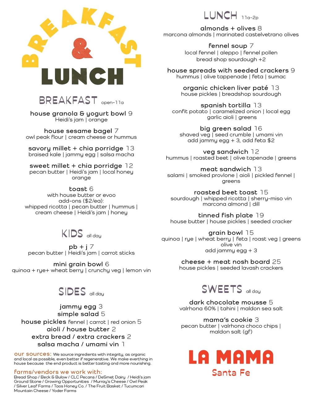 Breakfast/Lunch — La Mama