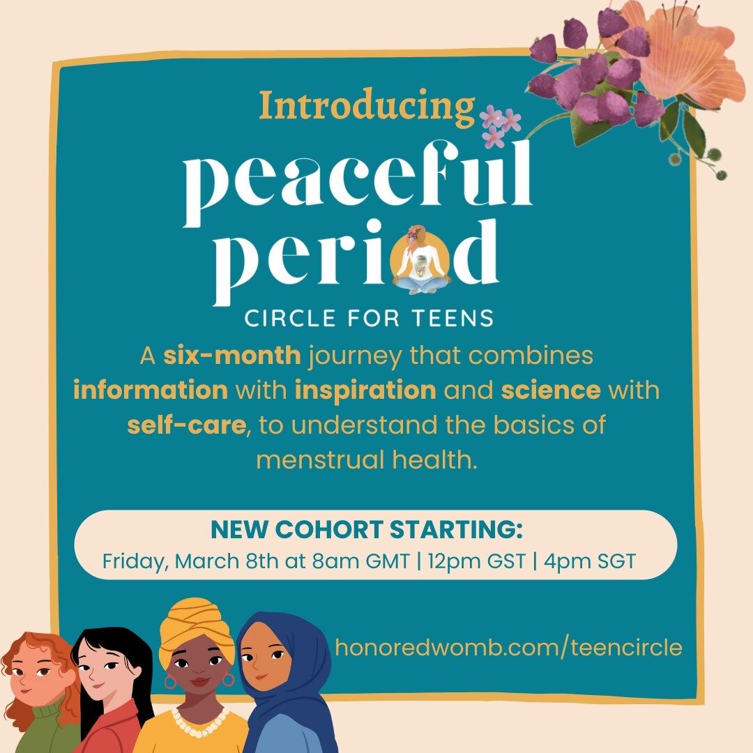 To my Sisters East of the Atlantic: a new cohort of Peaceful Period Circle for Teens starts this Friday at 8am GMT | 12pm GST | 4pm SGT | 6pm AEST.

Let's teach our girls what a peaceful period is from the start, so they don't have to wait decades to