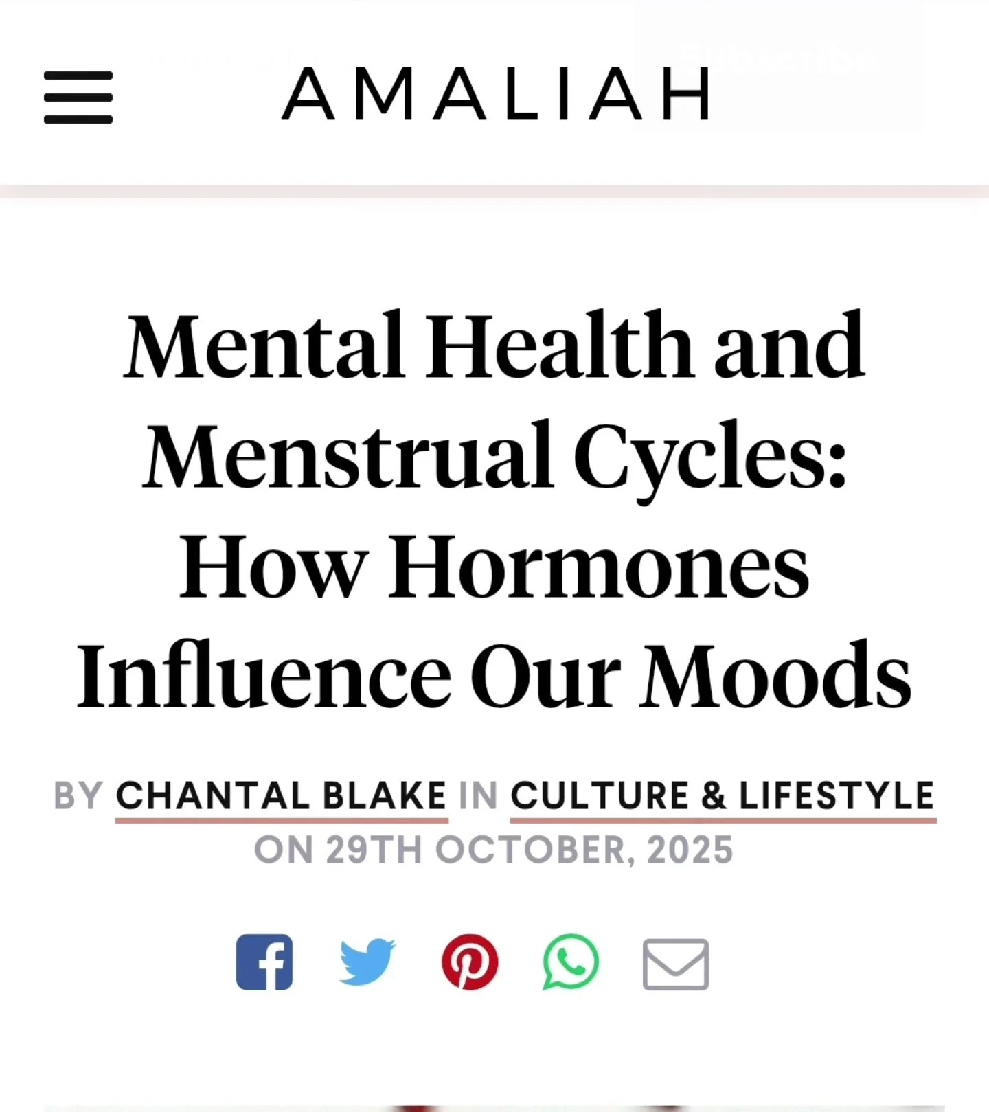 My latest for @amaliah_com is about the intersection between menstrual health and mental health.

If you don't feel the same each week of the month, this is not a fault. Your cycle moves you towards procreation 👫🏾 and then prepares you for pregnanc