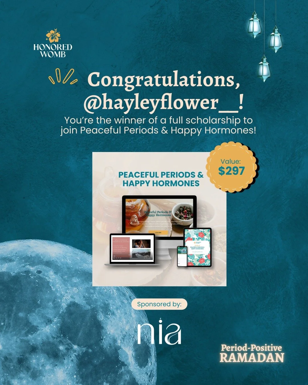 Congratulations, @hayleyflower__ !

You've won a full scholarship to Peaceful Periods &amp; Happy Hormones, sponsored by @niabotanica !

For everyone who entered, I'll be sending you a little thank you gift for participating!

DM me today if you real