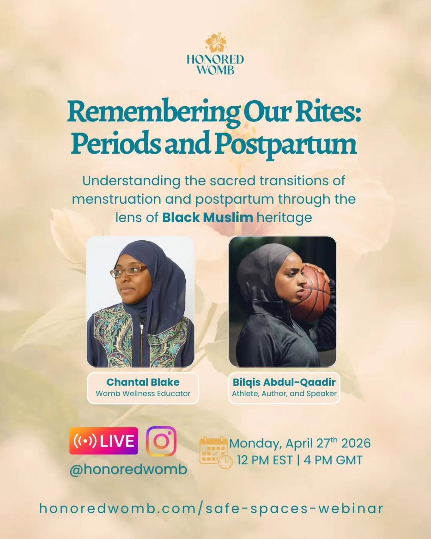 Remembering Our Rites continues with Sister @bilqisabdulqaadir sharing the first period and postpartum traditions she witnessed and reclaimed in her Black Muslim heritage.

Join us on Monday at 12pm EST | 4pm GMT | 4pm BST.

Tag your womb women and b