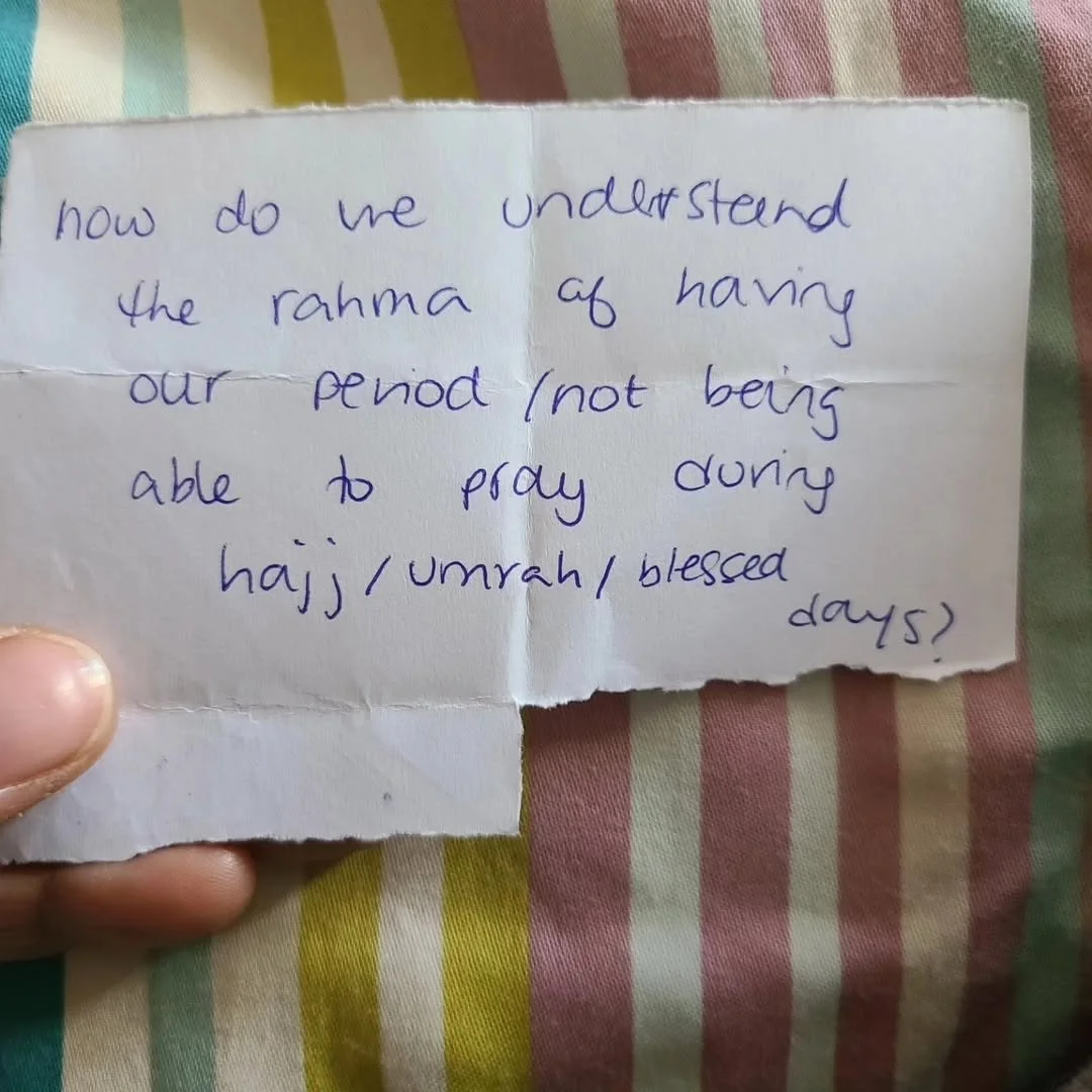 This how I would answer this question. 👆🏾

How do we understand the rahma of having our period?

Especially when it means not being able to pray, fast, or complete certain acts of worship during Ramadan, Hajj, Umrah, or other blessed days.

This is