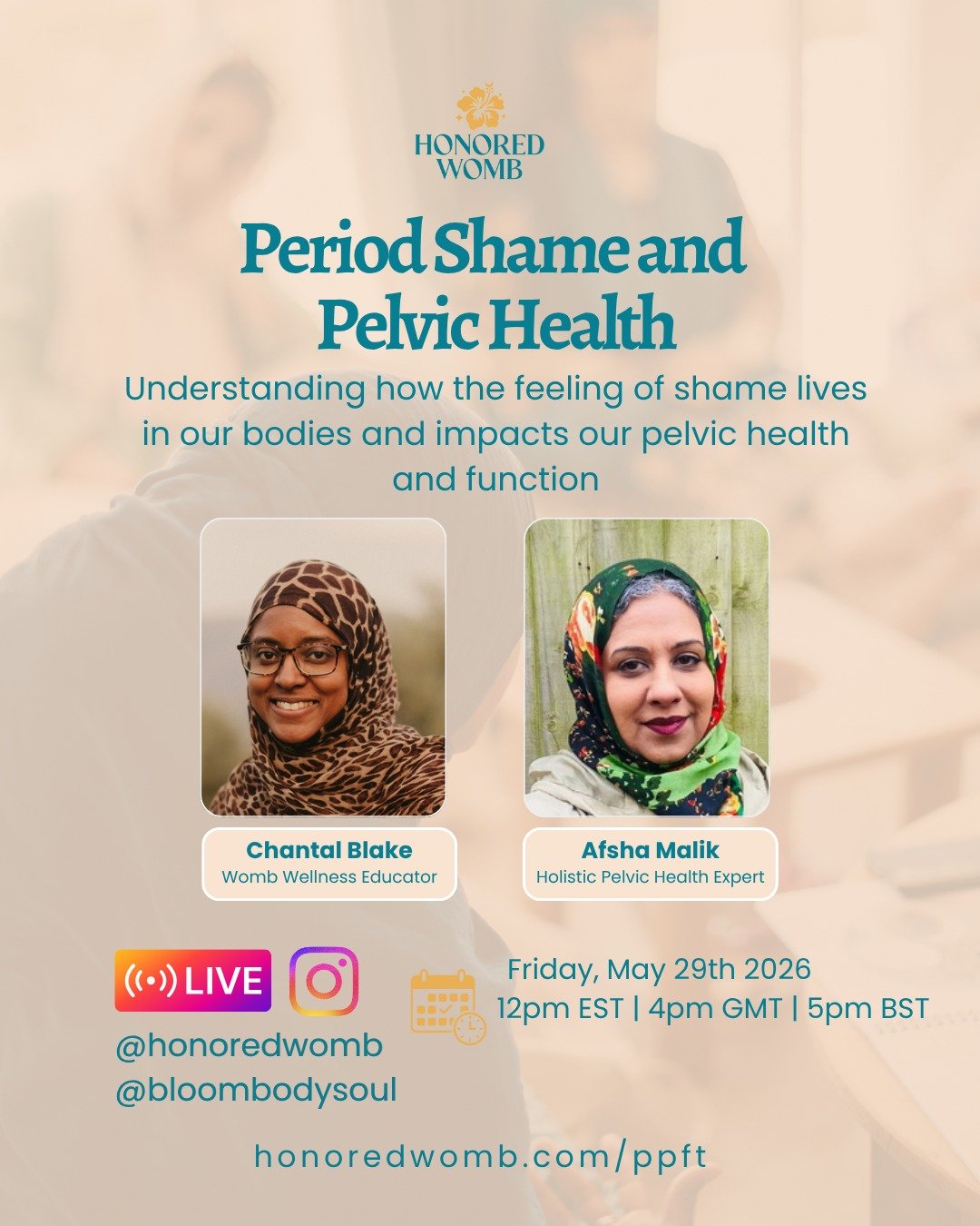 Join me for a live chat with Sister Afsha Malik about how period shame doesn't only leave an emotional trace but has a physical consequence in our bodies.

If you've ever been told to hide your period or pretend you're not bleeding, this conversation