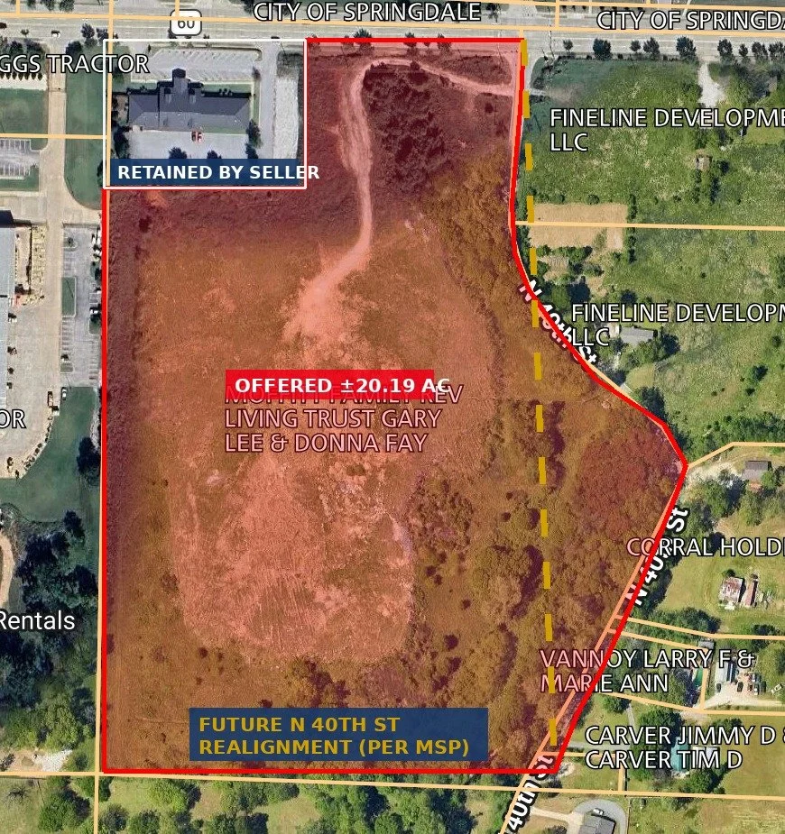 20.19± Acres of Commercial Development Land for Sale in Springdale, Arkansas