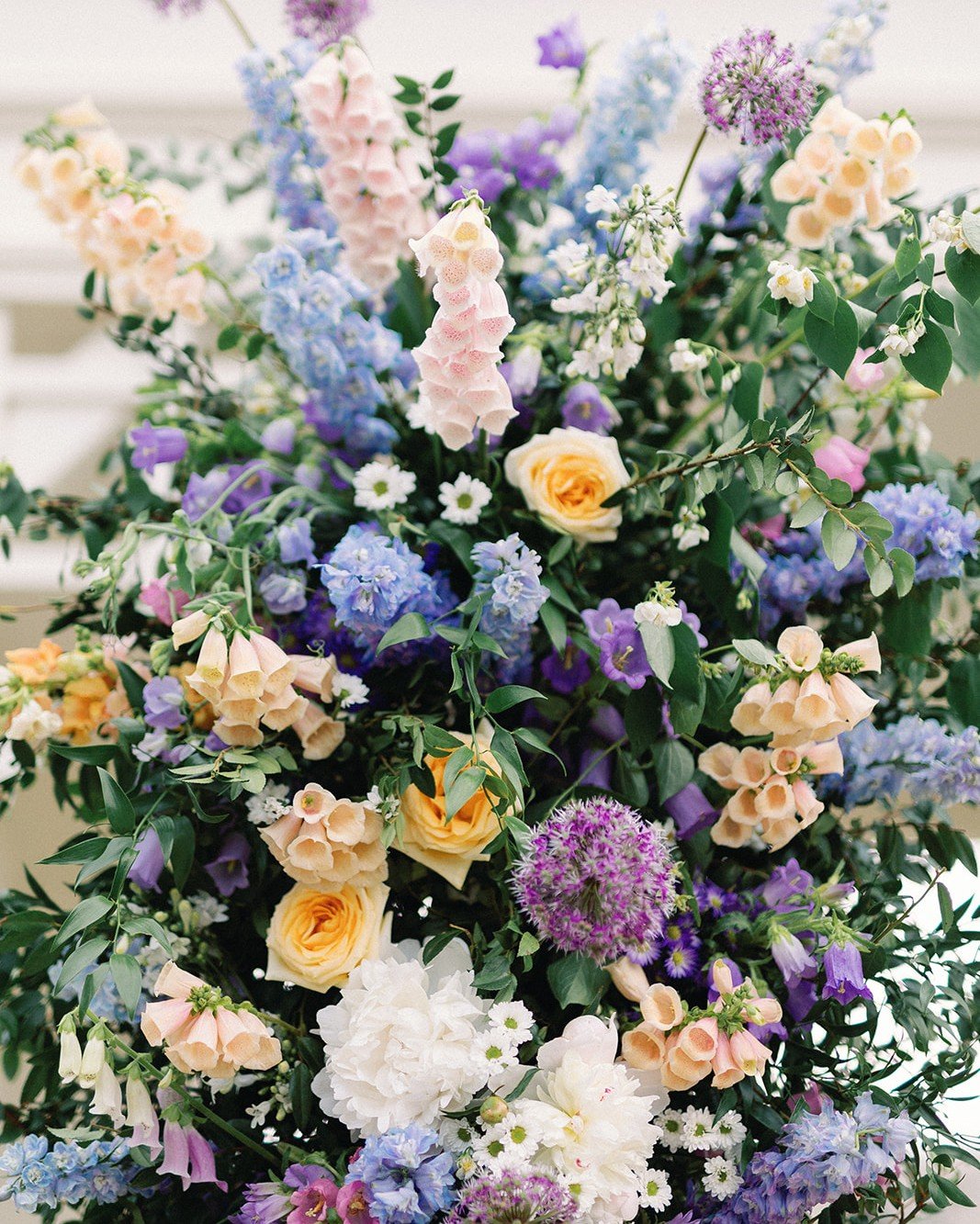 My May weddings coming up are filled with so much color, unique designs, and to my great excitement LOTS of local blooms-including LOTS of foxglove (a personal favorite).

Reminiscing on this colorful pastel wedding from last spring.  This day will b