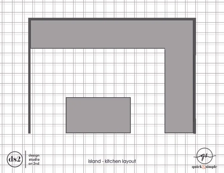 If you are unable to move walls and need to work within an existing structure, this is an ideal layout. The Island kitchen layout is an extremely popular choice, especially in newly remodeled and newly built homes. A large amount of unobstructed spac