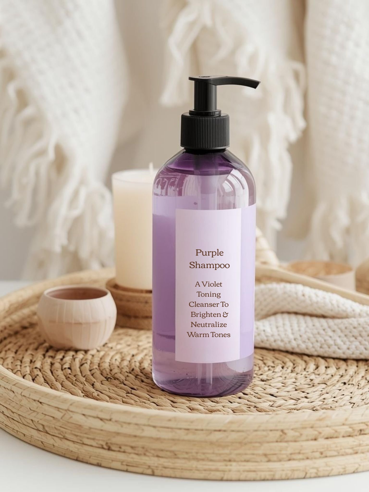 Purple toning shampoo for blonde, gray and white hair to prevent yellow tones.