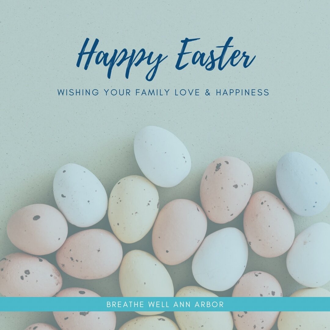 Happy Easter from Breathe Well Ann Arbor! Wishing you a springtime filled with joy, peace, and good health. 

May your day be filled with love, laughter, and lots of chocolate! 🐰🌷🐣 #Easter #BreatheWellAnnArbor #Springtime #HappyEaster