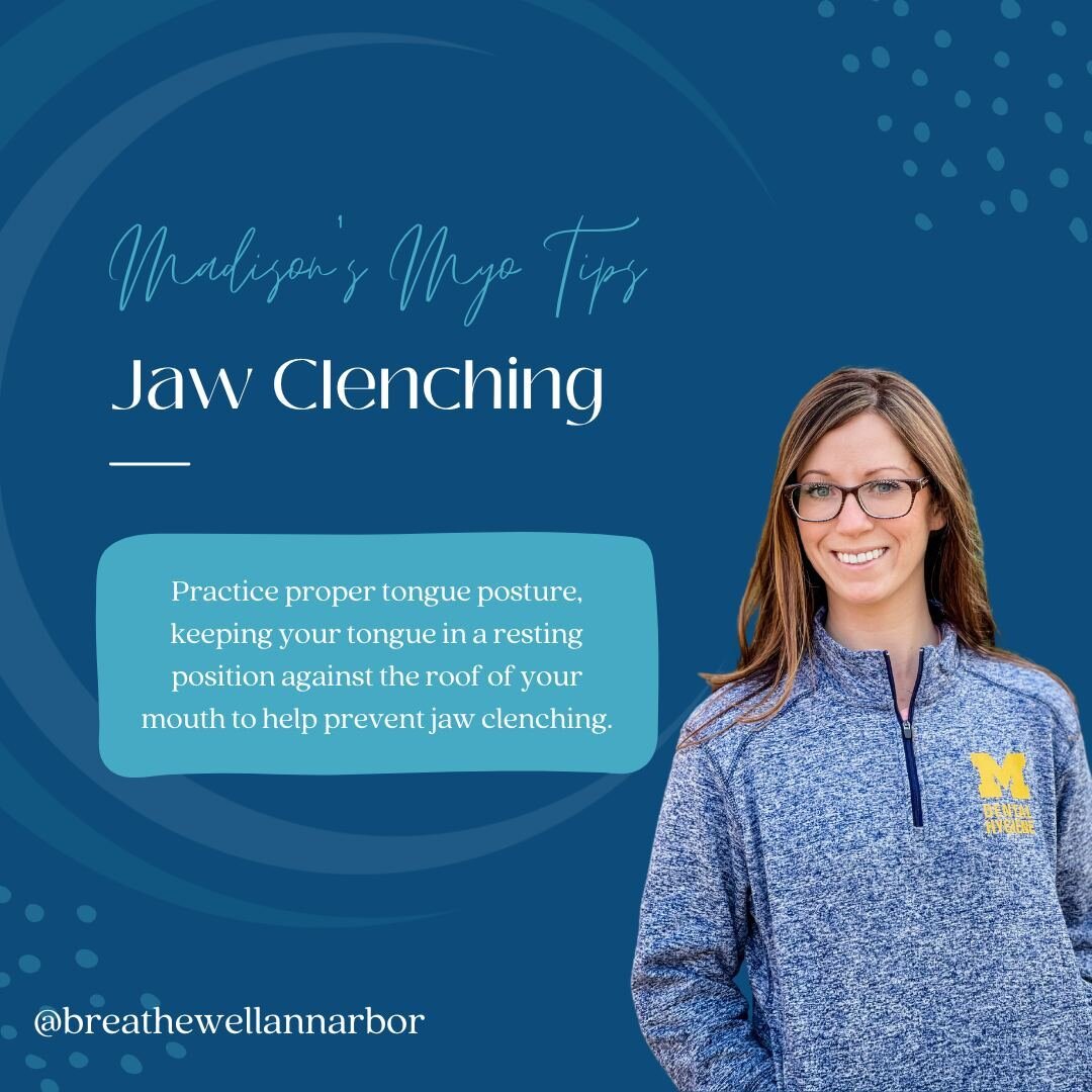 🌟 Madison's Myo Tips 🌟⁠
⁠
As a myofunctional therapist, I often see people who suffer from jaw clenching and related symptoms. 😩 One of the easiest ways to prevent this is by practicing proper tongue posture. Imagine your tongue as the anchor for 