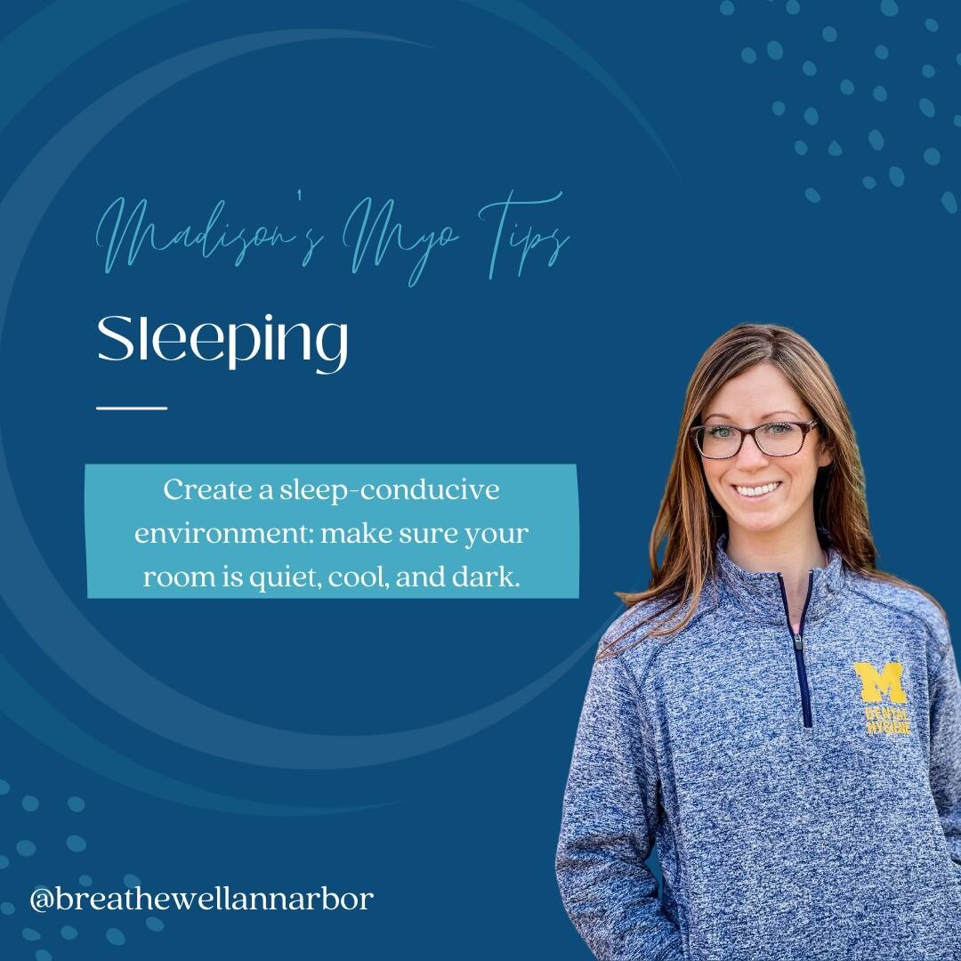 🌟 Madison's Myo Tips 🌟⁠
⁠
Did you know that creating a sleep-conducive environment can improve the quality of your sleep? 😴 It's true! By making sure your room is quiet, cool, and dark, you can create an optimal environment for rest and recovery.⁠