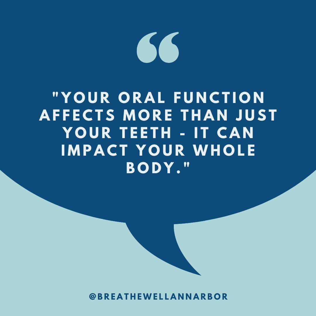 🦷 Your oral function affects more than just your teeth - it can impact your whole body. 🌟⁠
⁠
Did you know that your mouth is a gateway to the rest of your body? That means that the way you use your mouth - from your breathing and swallowing pattern