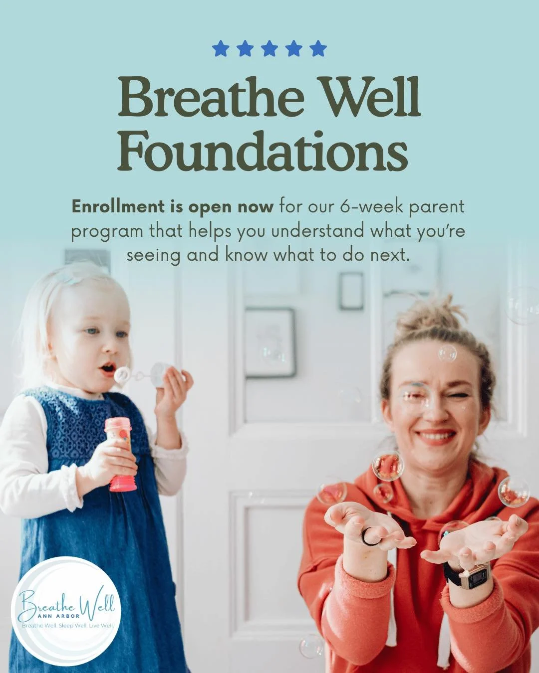 📣 Enrollment is now open!

Breathe Well Foundations is a 6-week program for parents who are ready to take clear, informed action on the patterns they&rsquo;re noticing &mdash; in breathing, sleep, and oral development.

This is where you stop second
