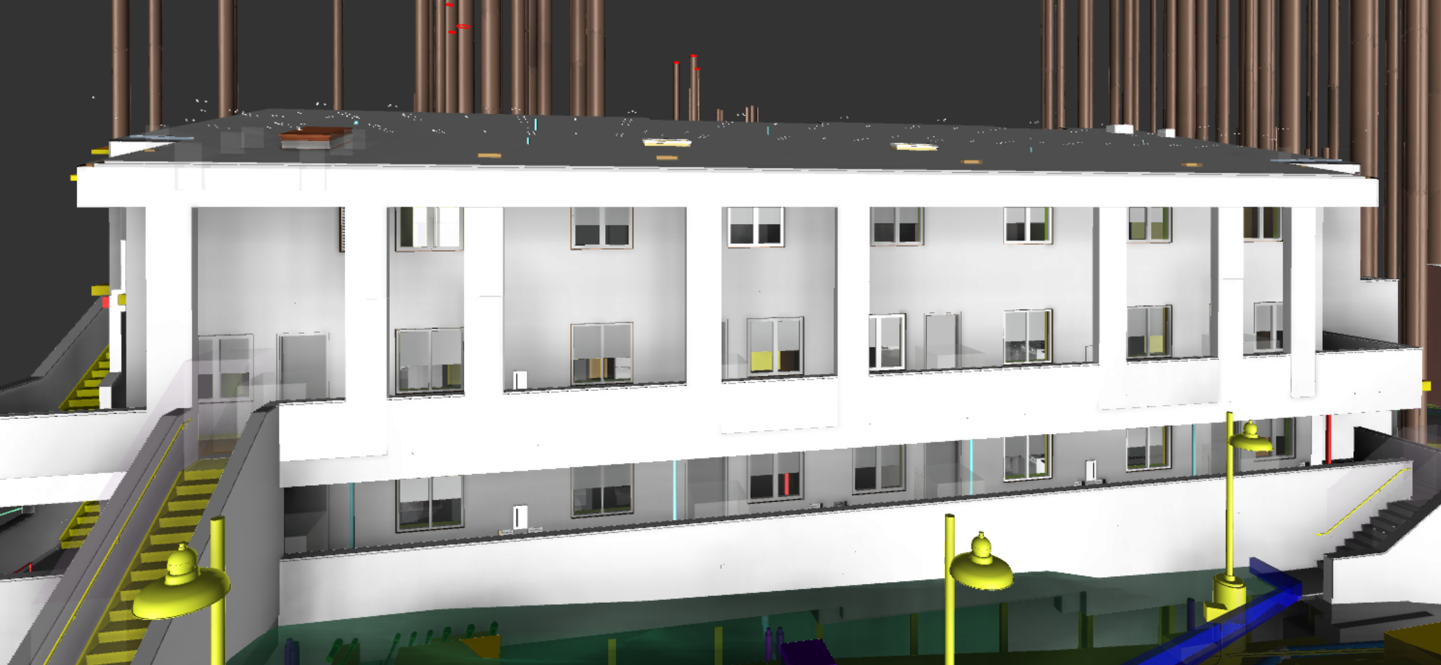 Existing Conditions Revit Model - Architectural and site model developed from laser scan data