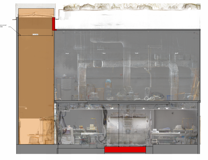 Equipment Access Route - Existing pathways documented to evaluate MRI removal logistics.